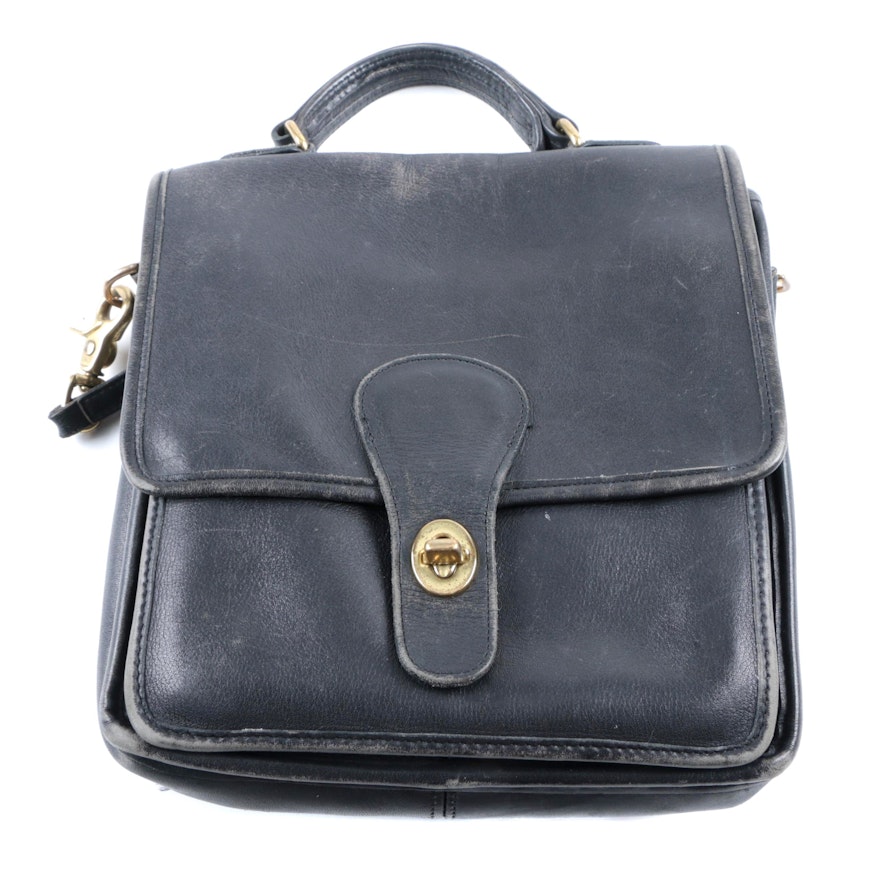 Vintage Coach Black Leather Handbag