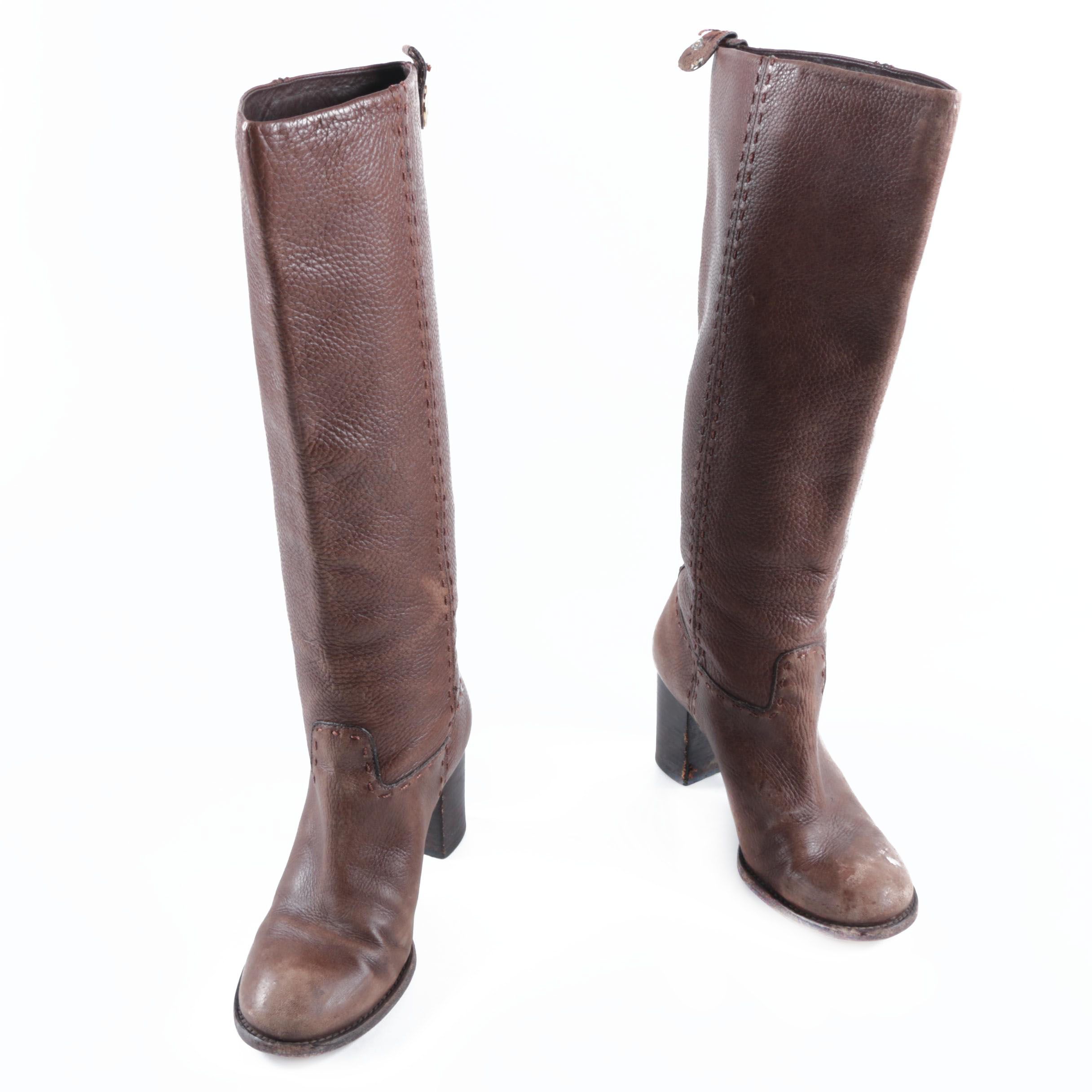 Women's Tory Burch Brown Leather Tall Boots