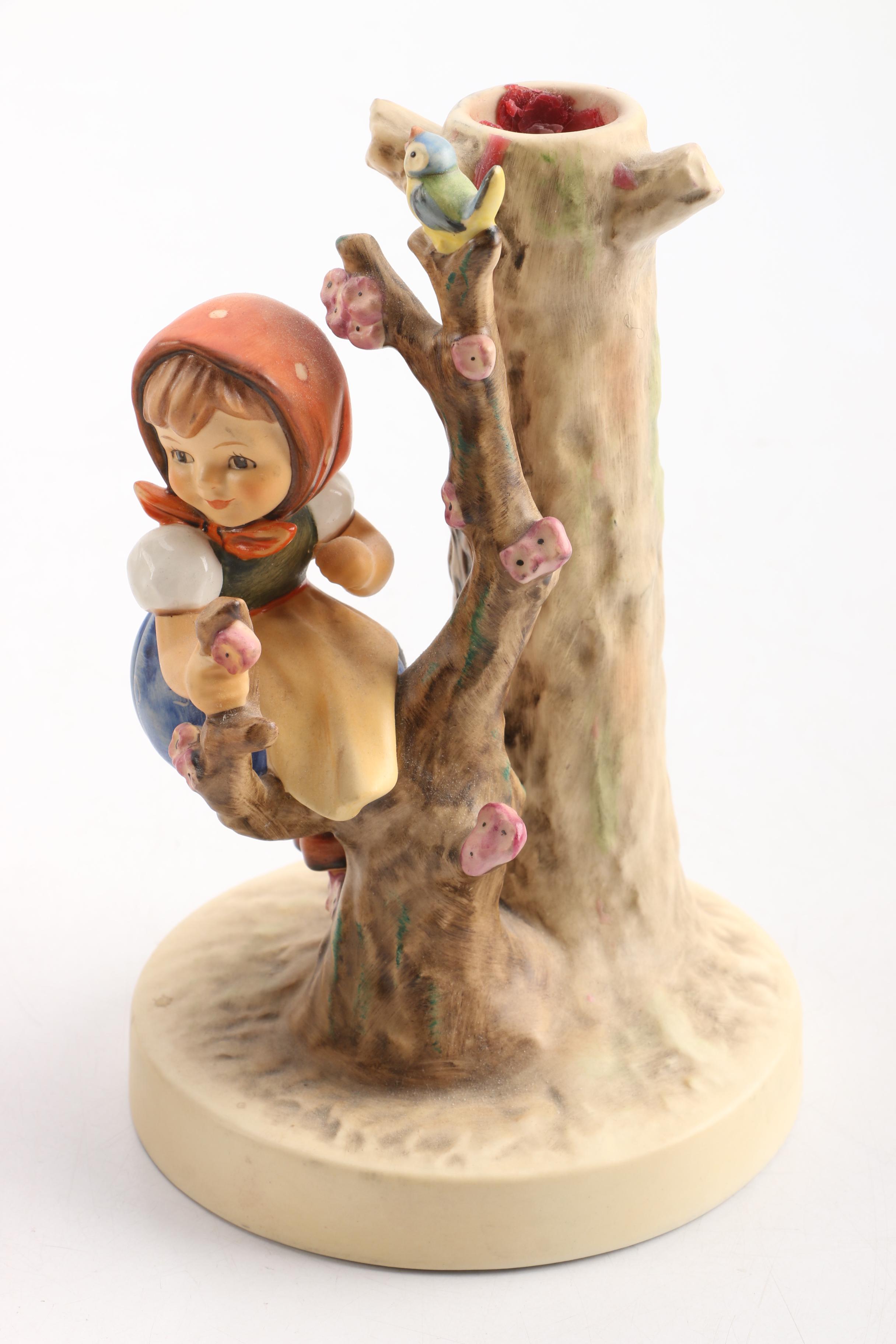 Hummel "Apple Tree Boy and Girl" Porcelain Candleholder Pair