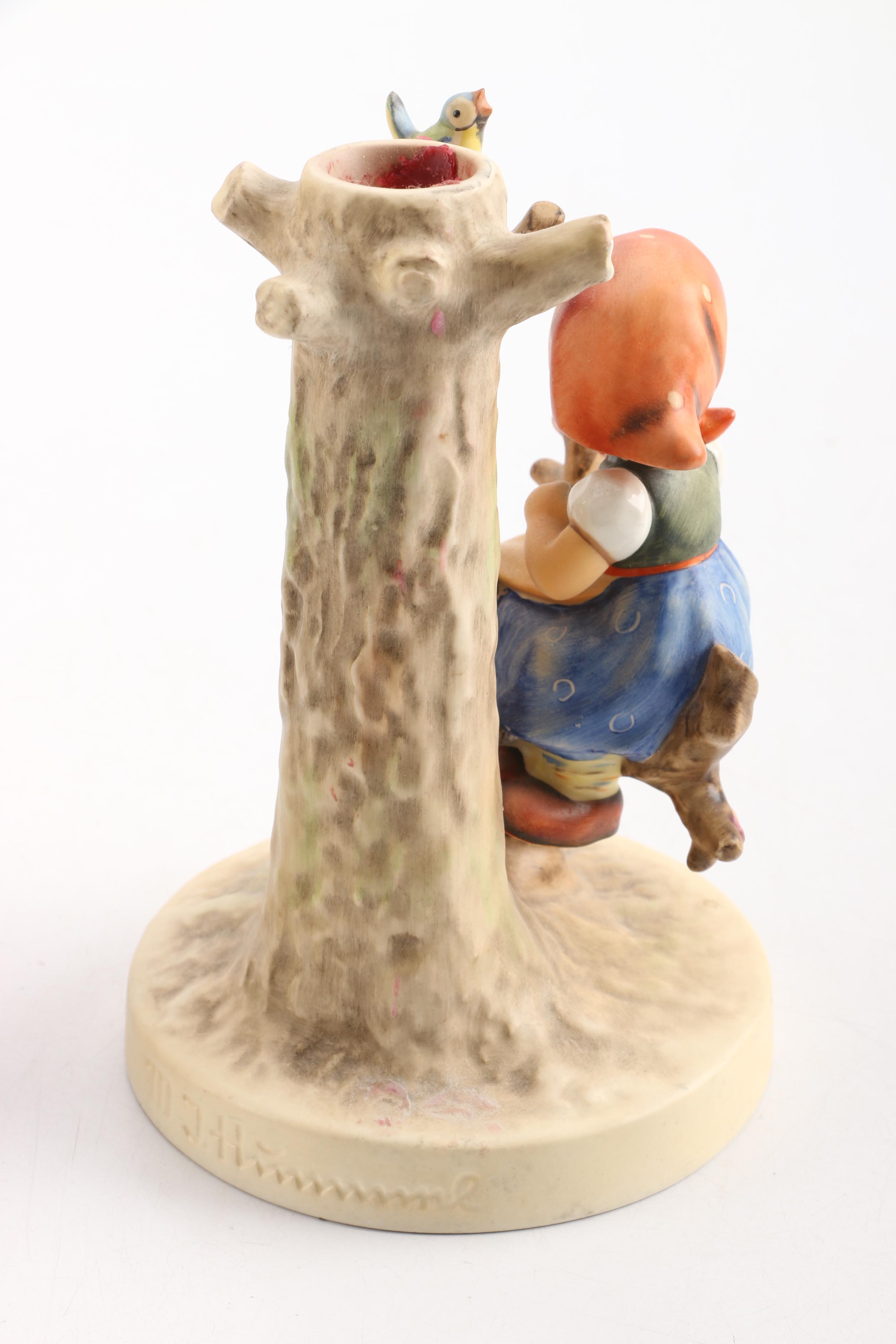 Hummel "Apple Tree Boy and Girl" Porcelain Candleholder Pair