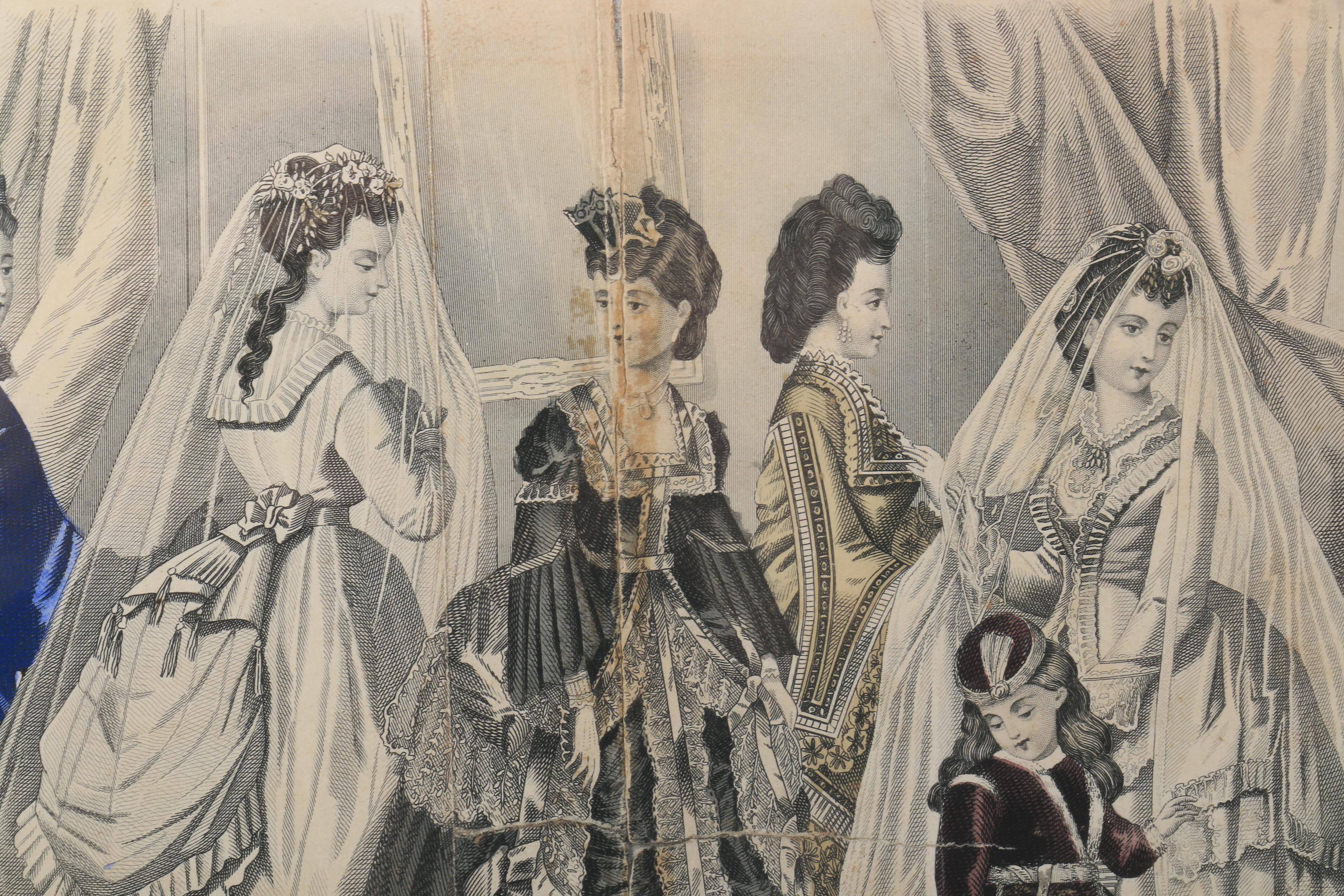Two Colored Prints on Paper "Godey's Fashions For Jan. and Feb. 1871"