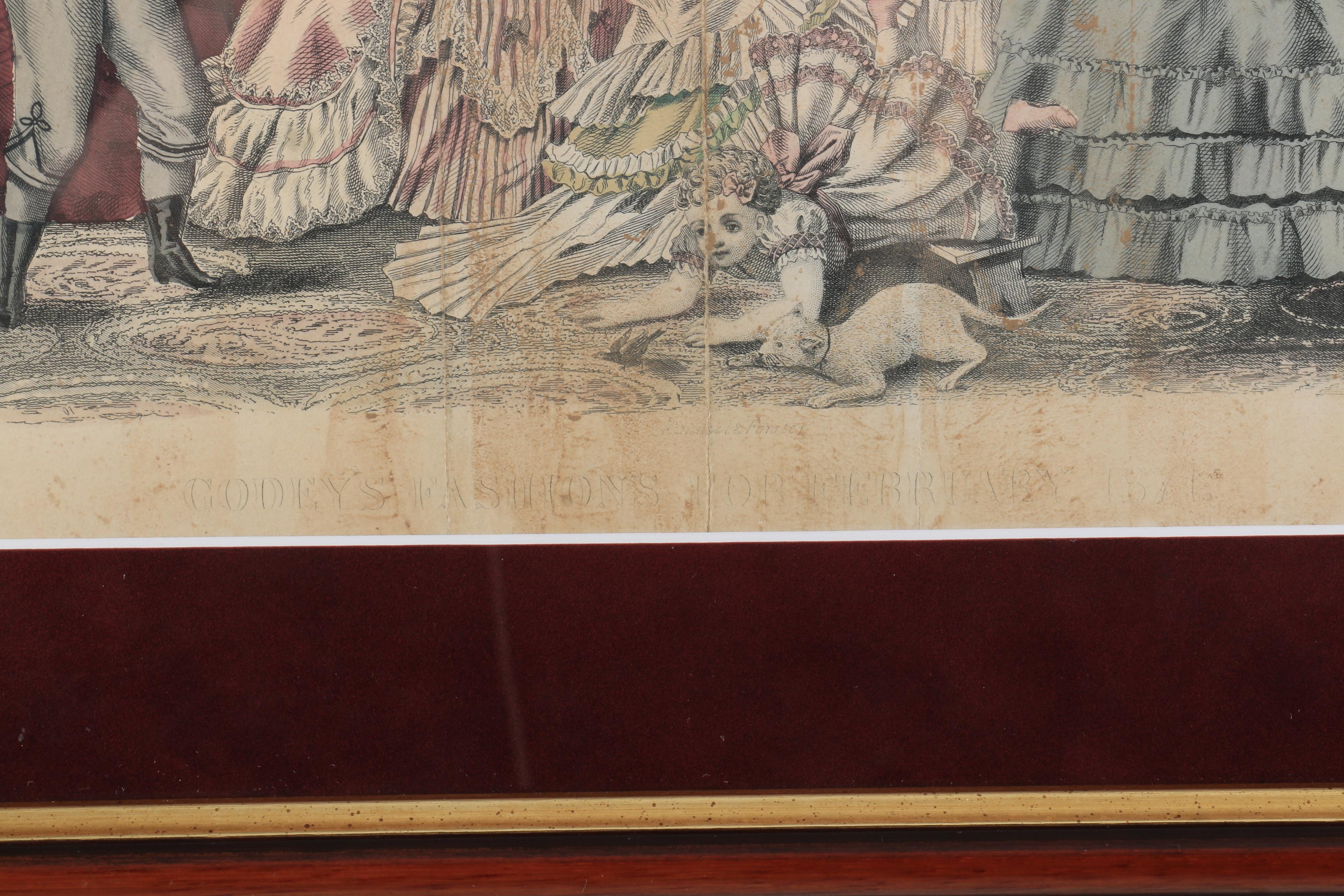 Two Colored Prints on Paper "Godey's Fashions For Jan. and Feb. 1871"