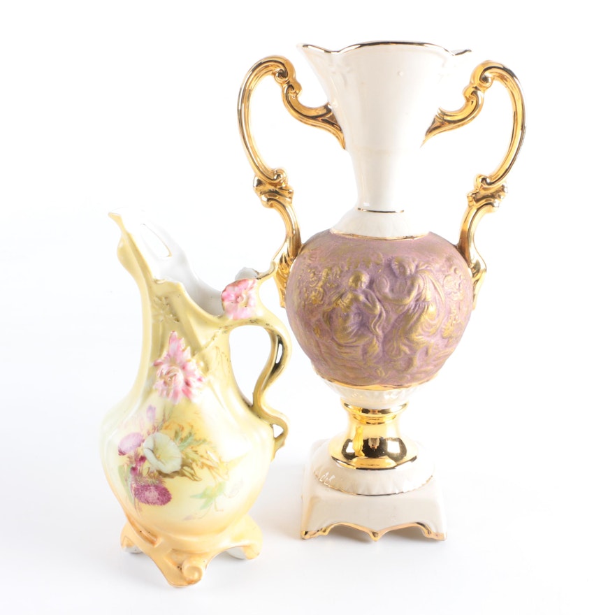 Casa Venicola Boccaccio Porcelain Vase and Decorative Pitcher