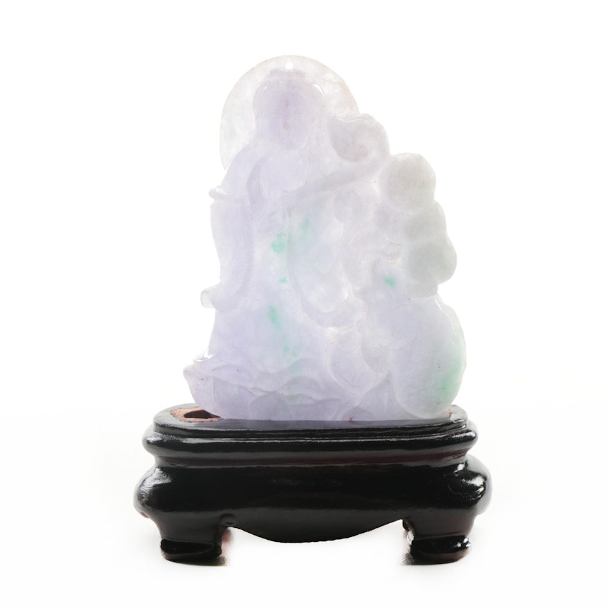 Chinese Carved Jadeite Figurine Depicting a Woman