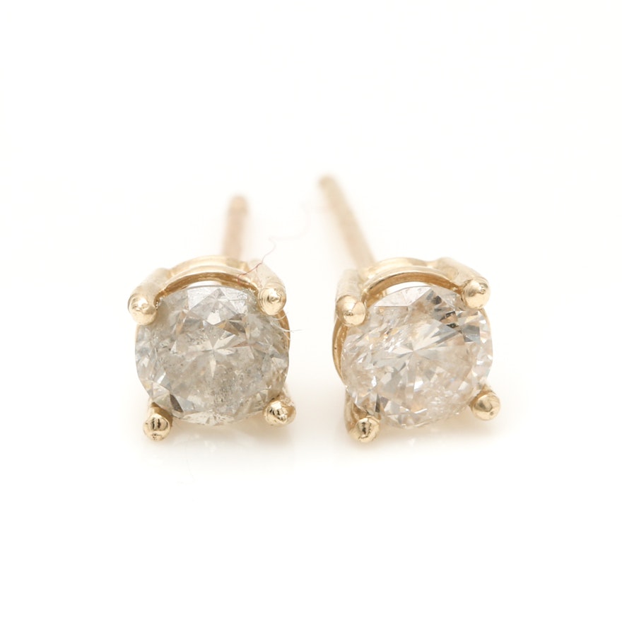 14K Yellow Gold Diamond Earrings