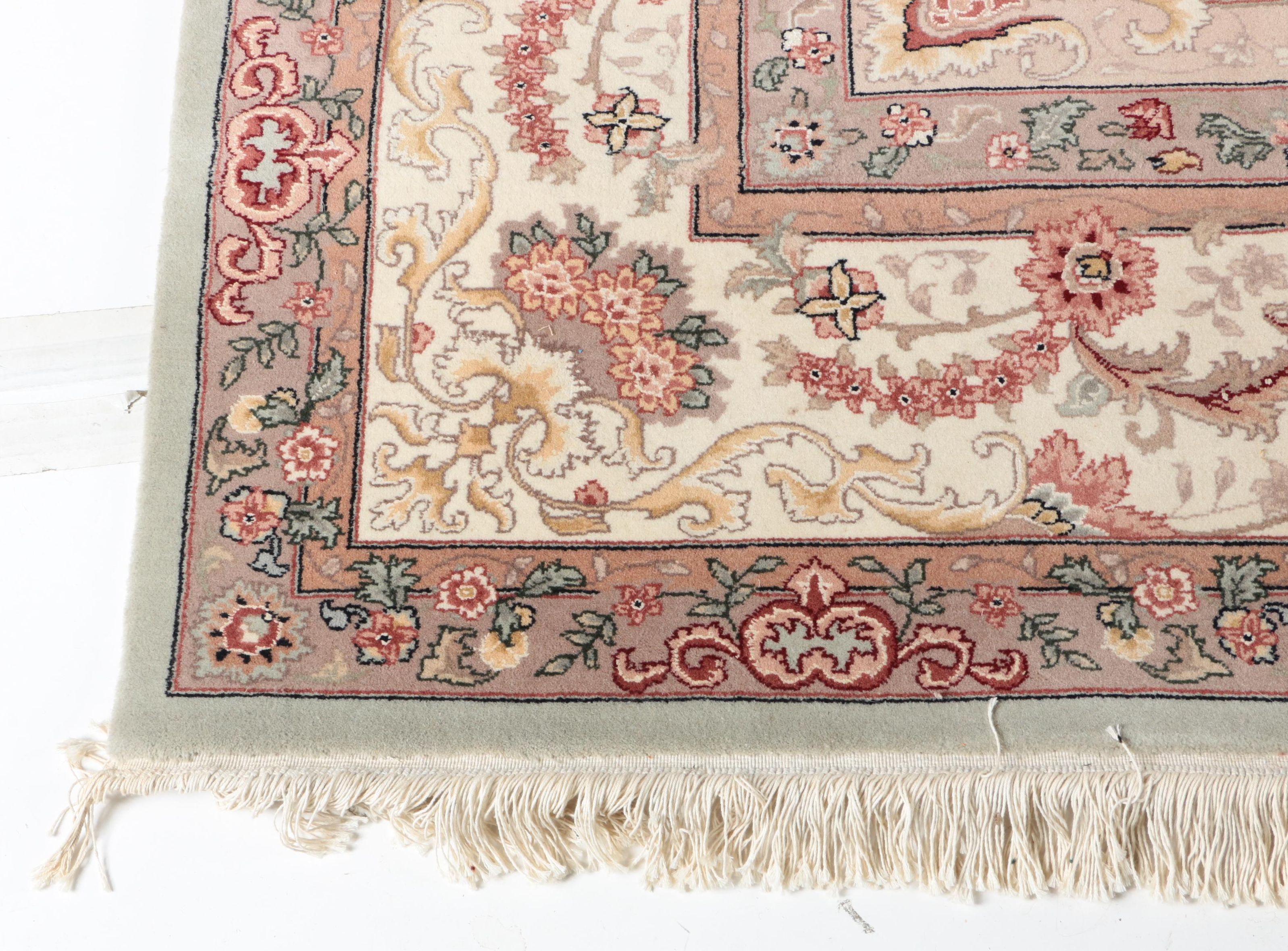 Hand-Knotted Sino-Persian Silk and Wool Area Rug
