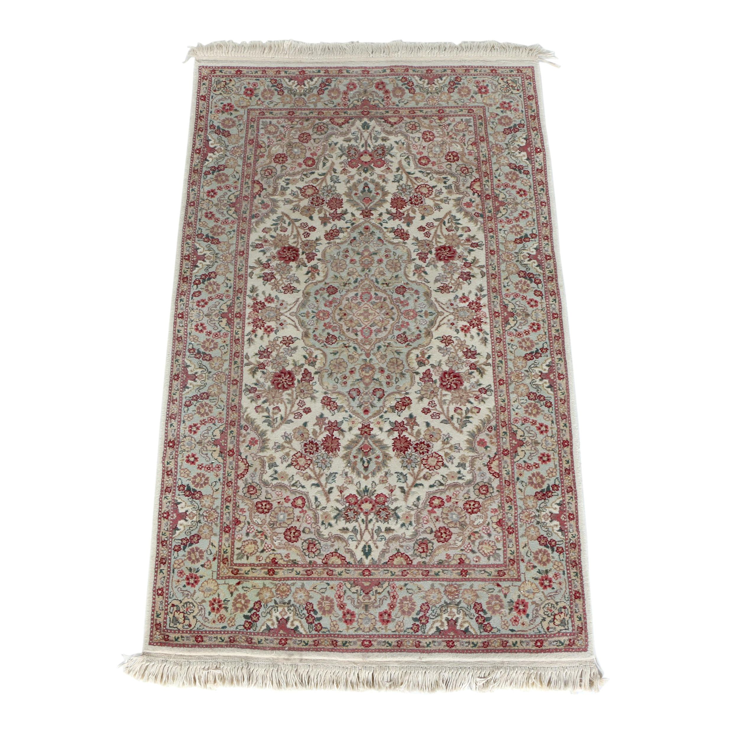 Finely Hand-Knotted Kerman-Style Accent Rug