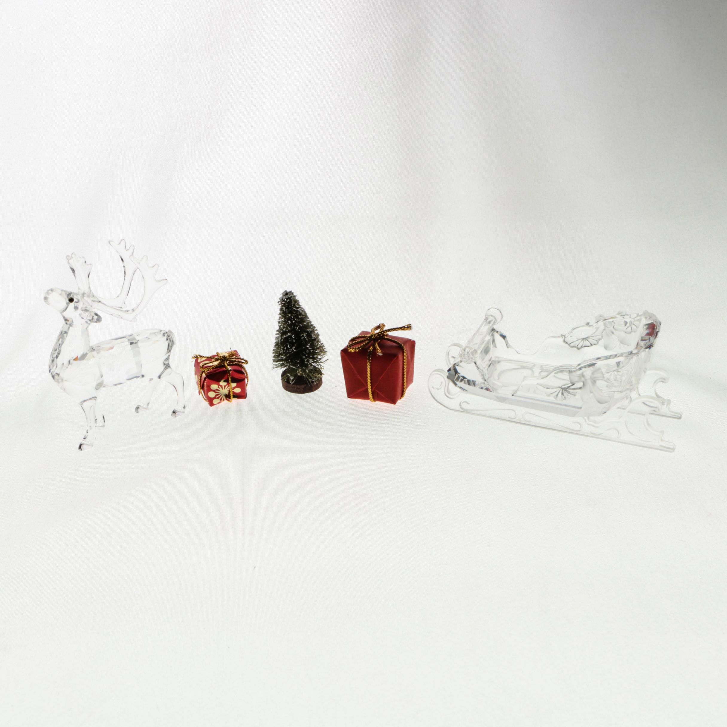 Swarovski Crystal Sleigh and Reindeer Figurines