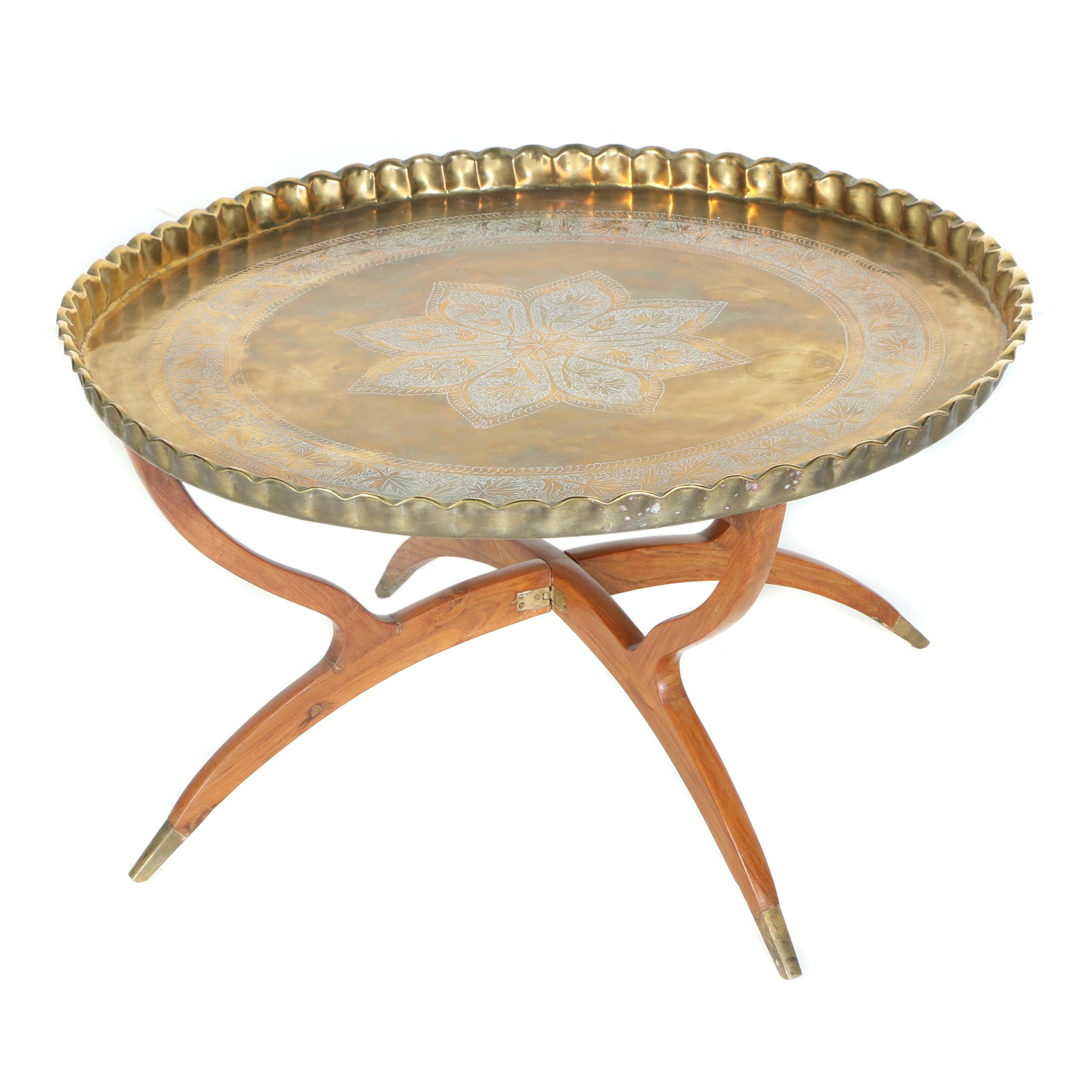 Vintage Mid Century Modern Brass Top Tray Table