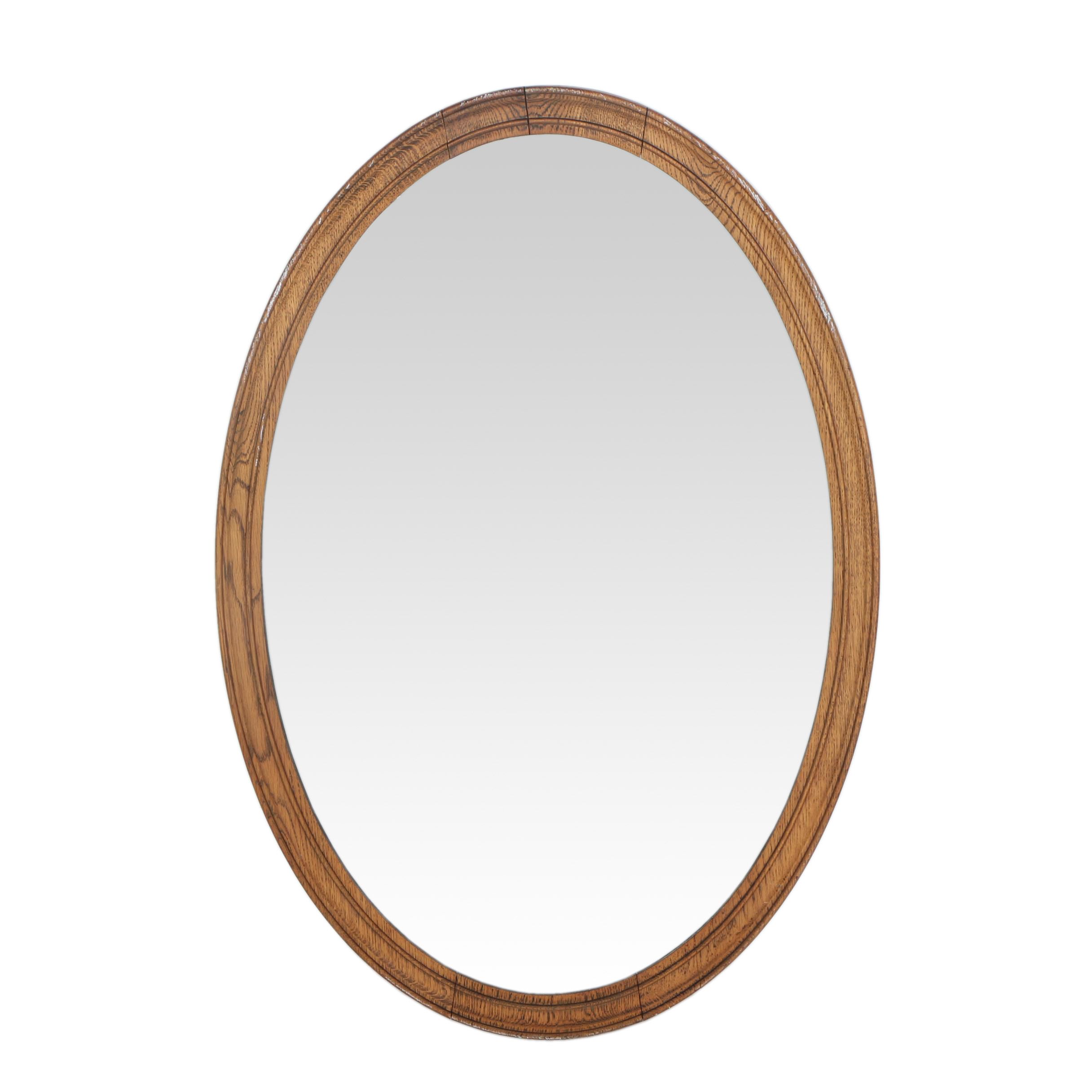 Wooden Framed Oval Mirror
