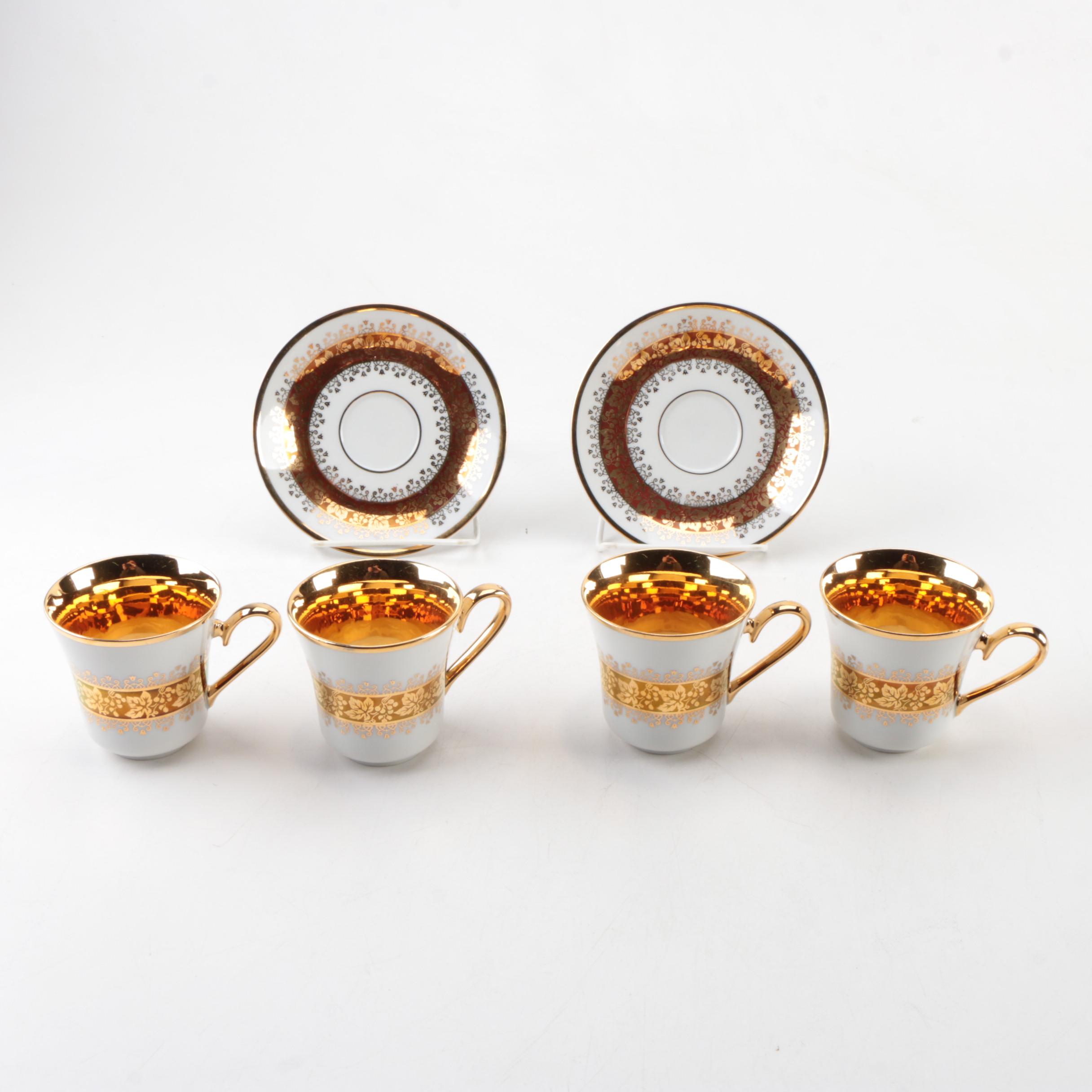 JSK Czechoslovakian China Coffee Cups and Saucers