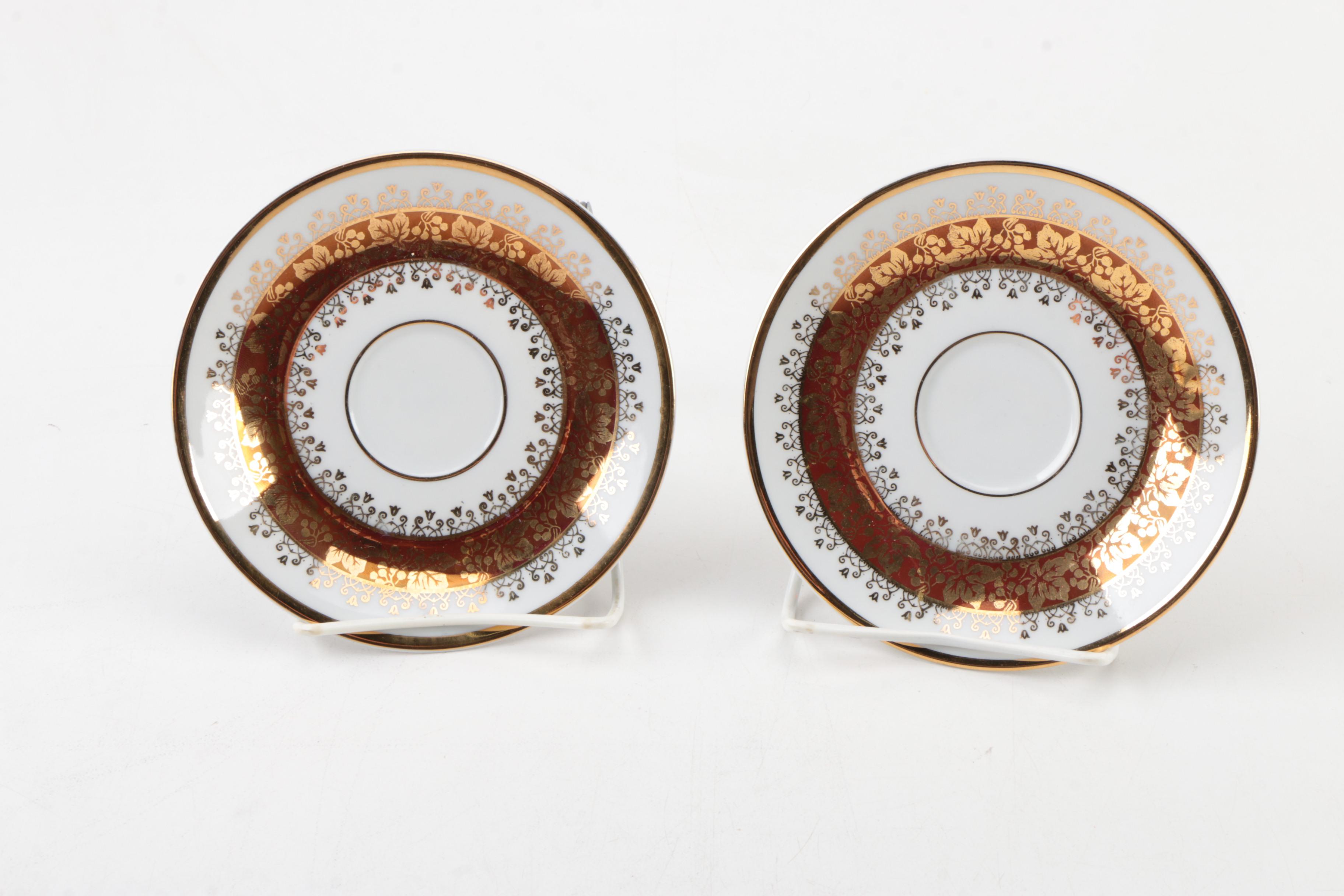 JSK Czechoslovakian China Coffee Cups and Saucers