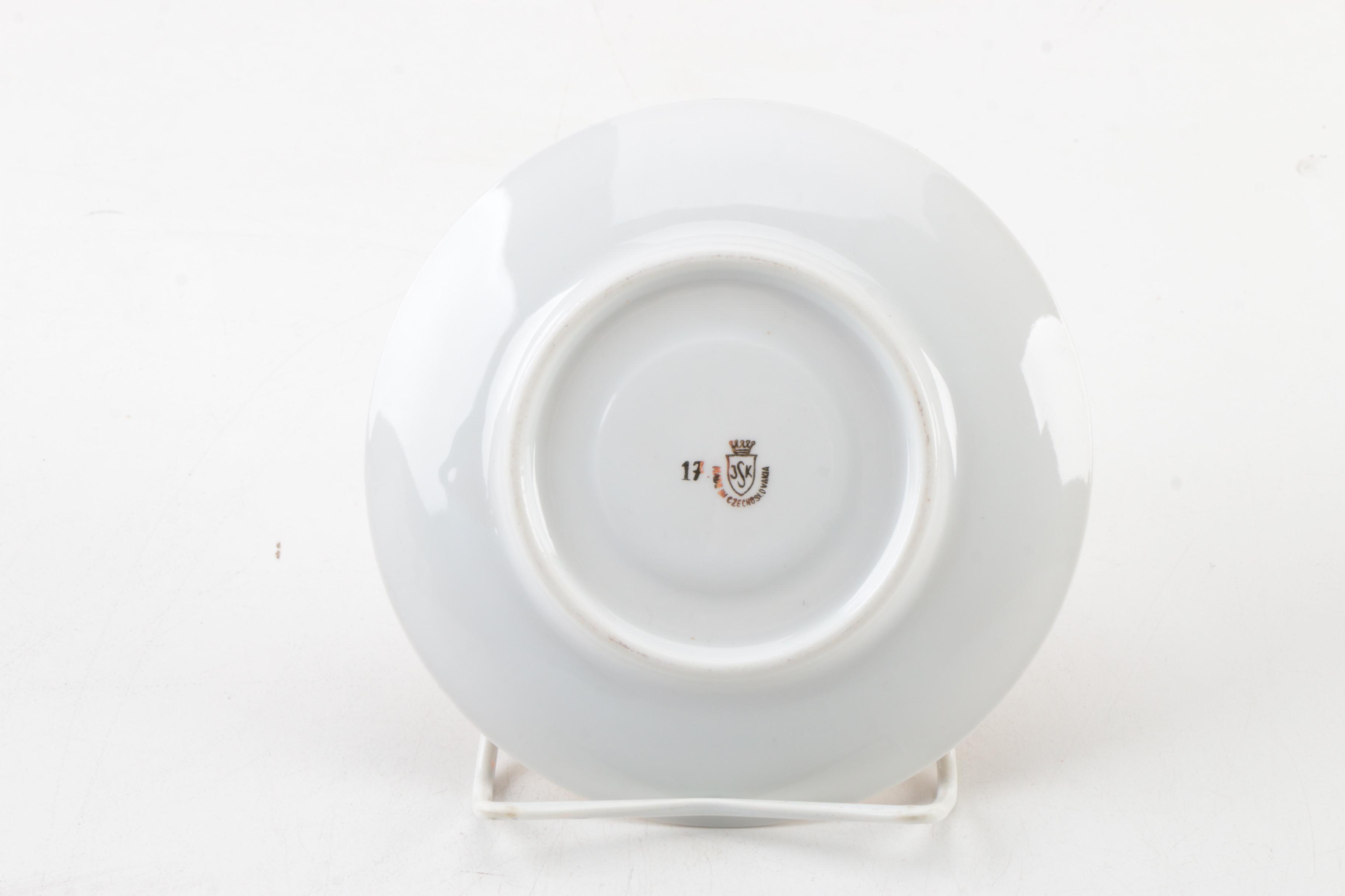 JSK Czechoslovakian China Coffee Cups and Saucers