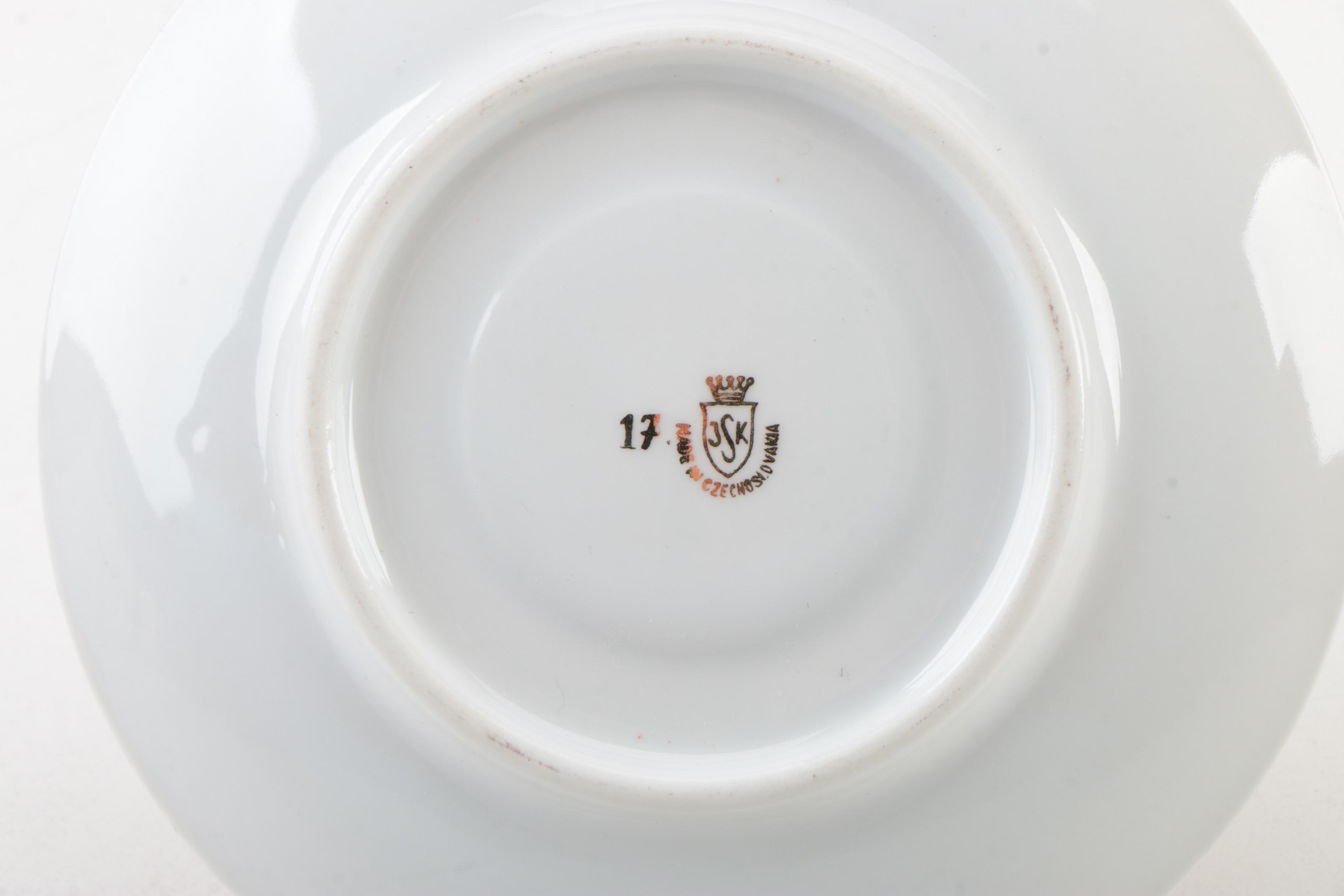 JSK Czechoslovakian China Coffee Cups and Saucers