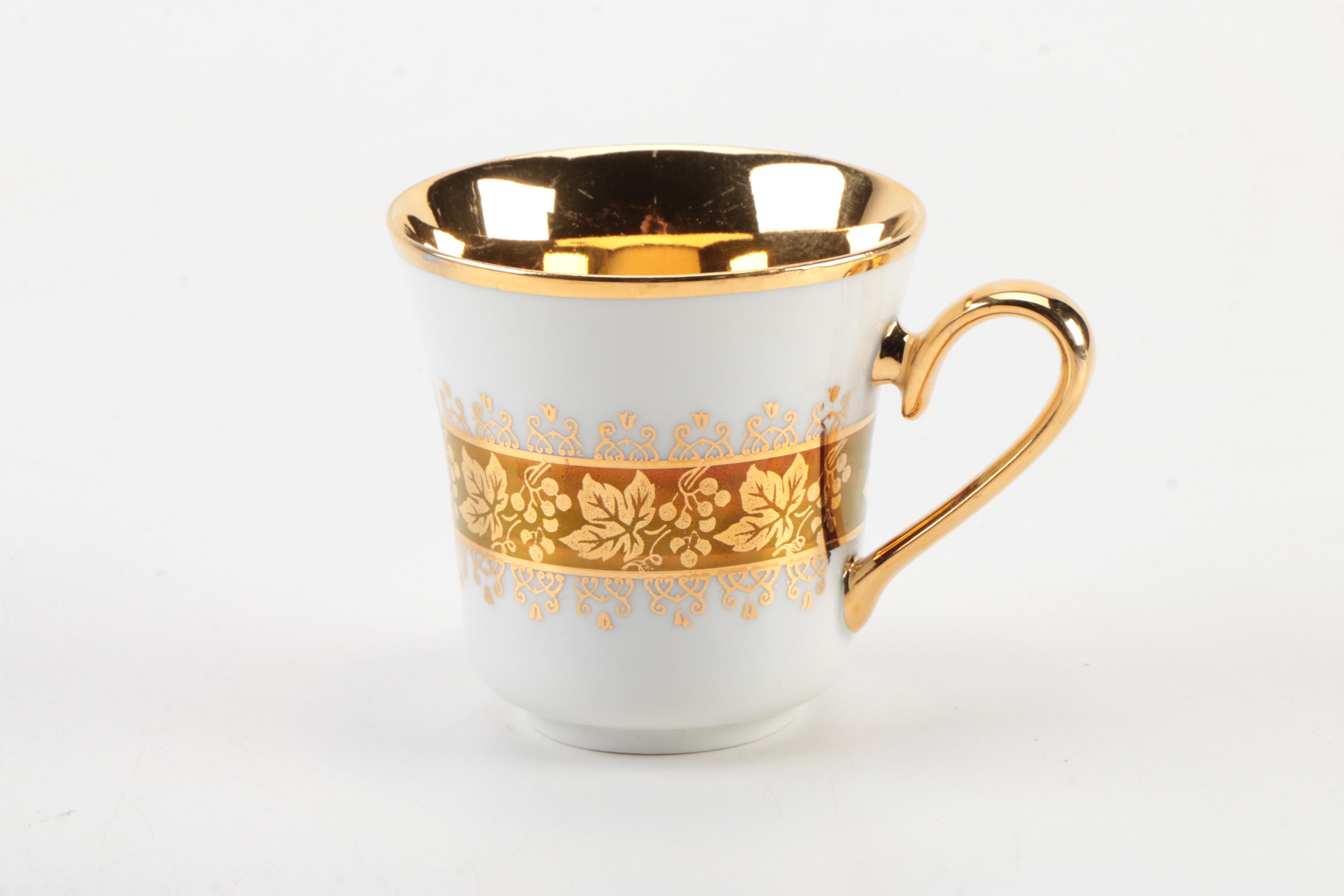 JSK Czechoslovakian China Coffee Cups and Saucers