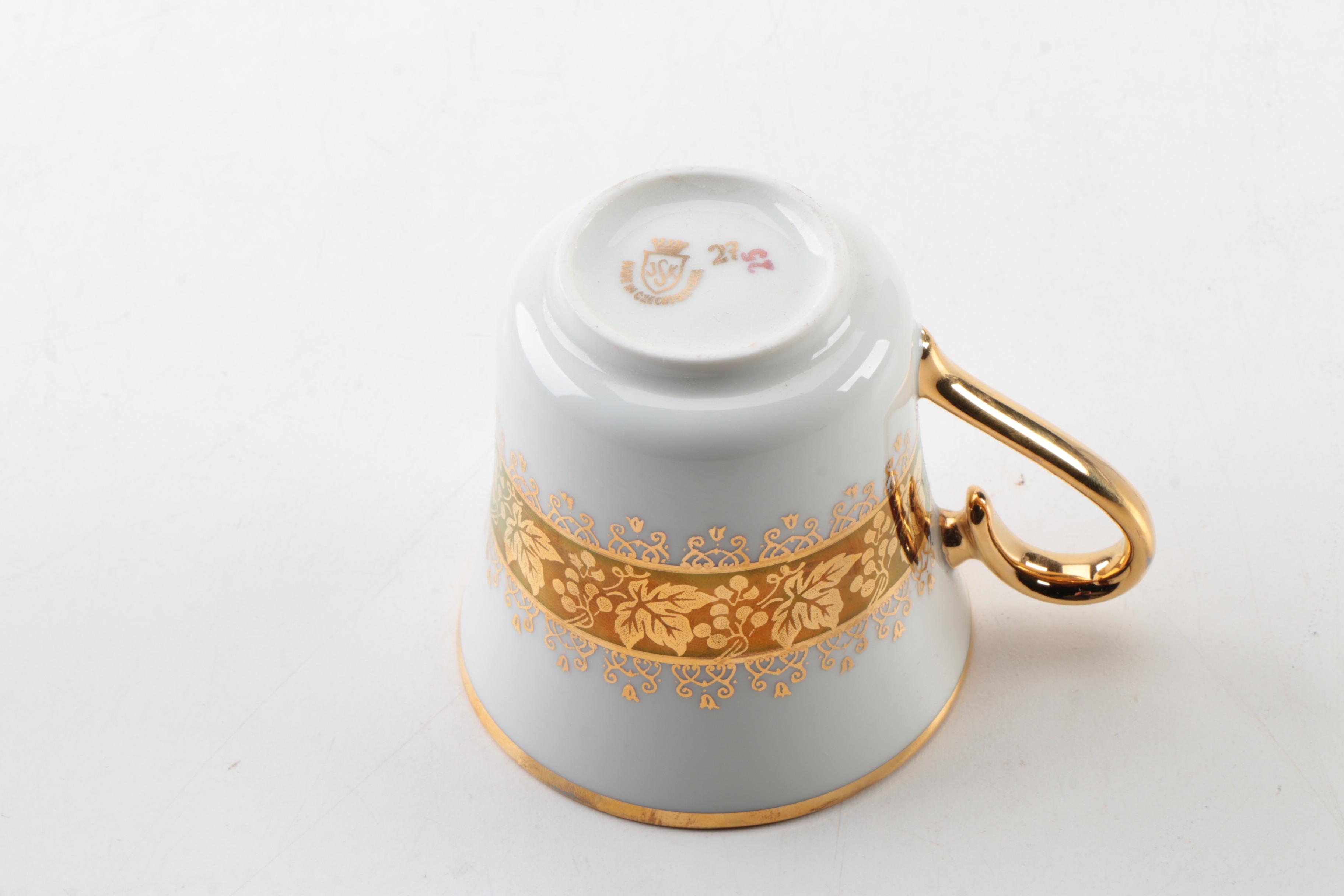 JSK Czechoslovakian China Coffee Cups and Saucers