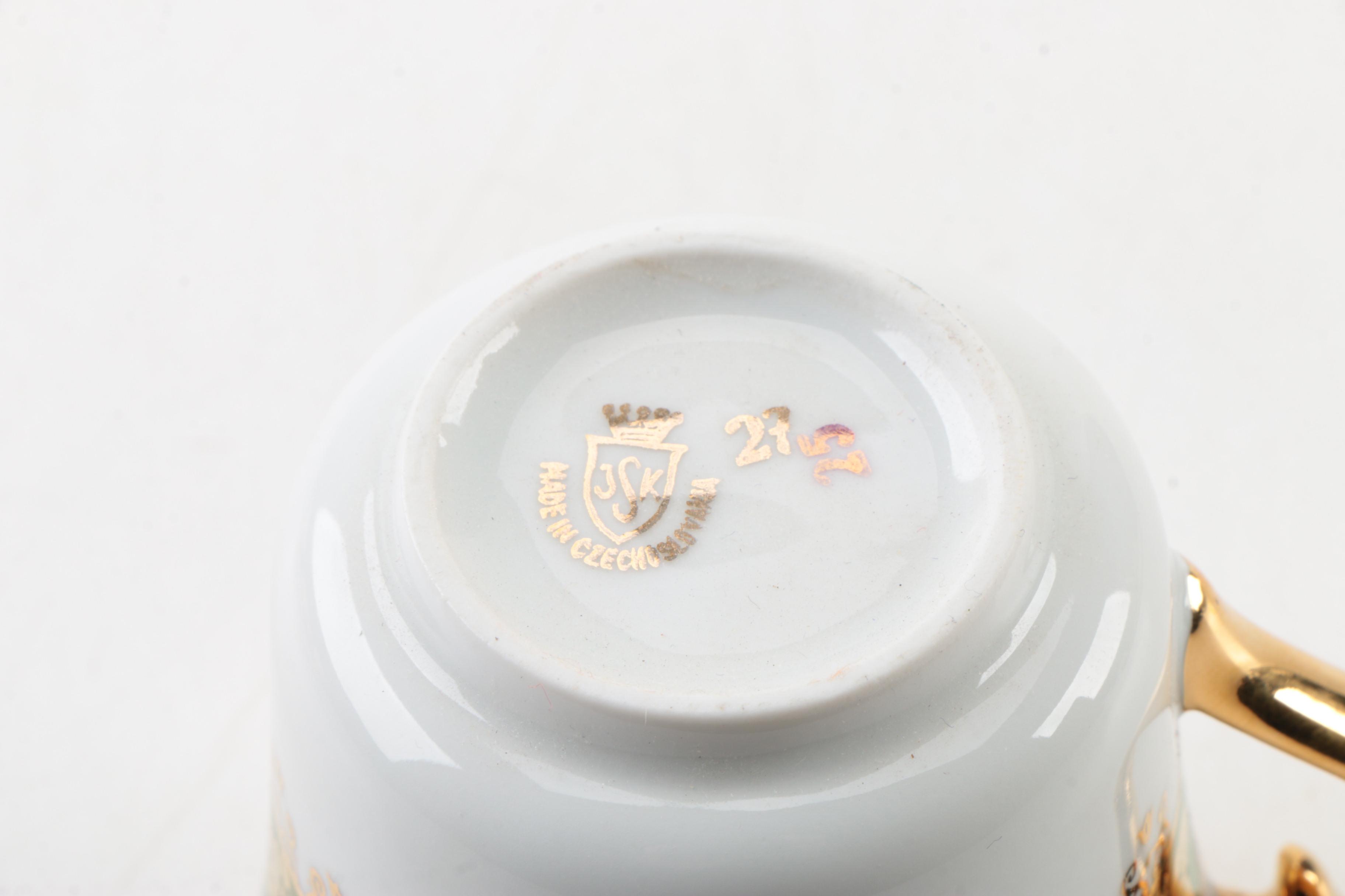 JSK Czechoslovakian China Coffee Cups and Saucers