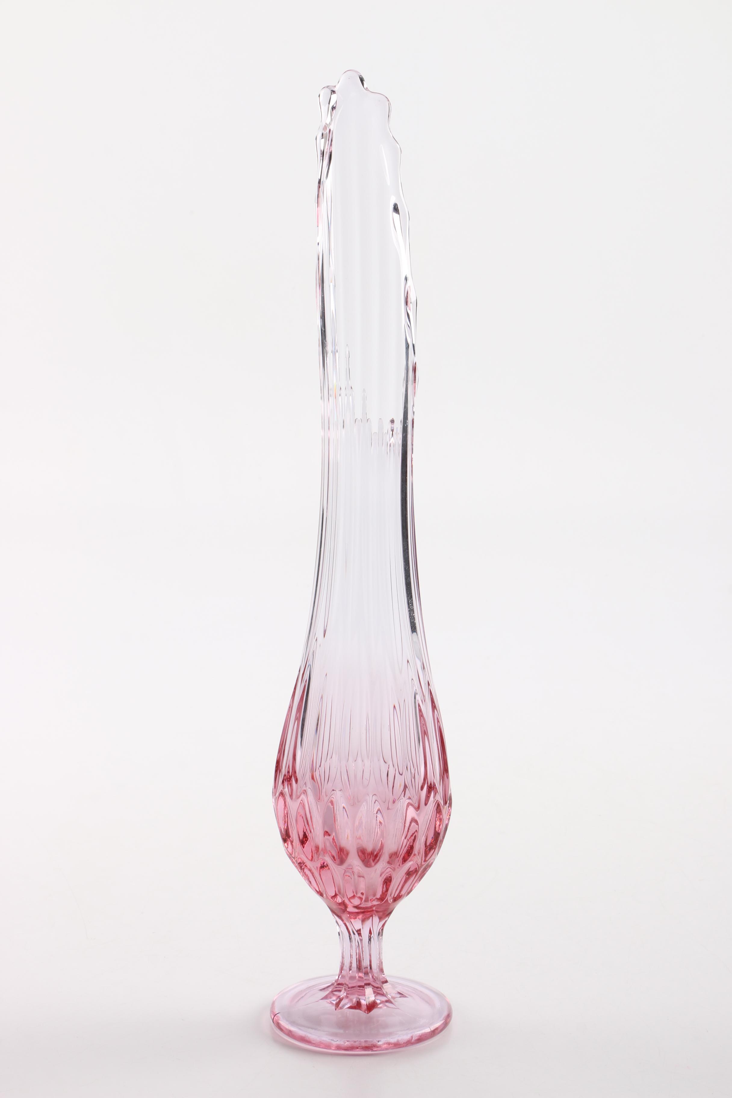 Vintage Fenton "Thumbprint Colonial Pink" Swung Glass Vase