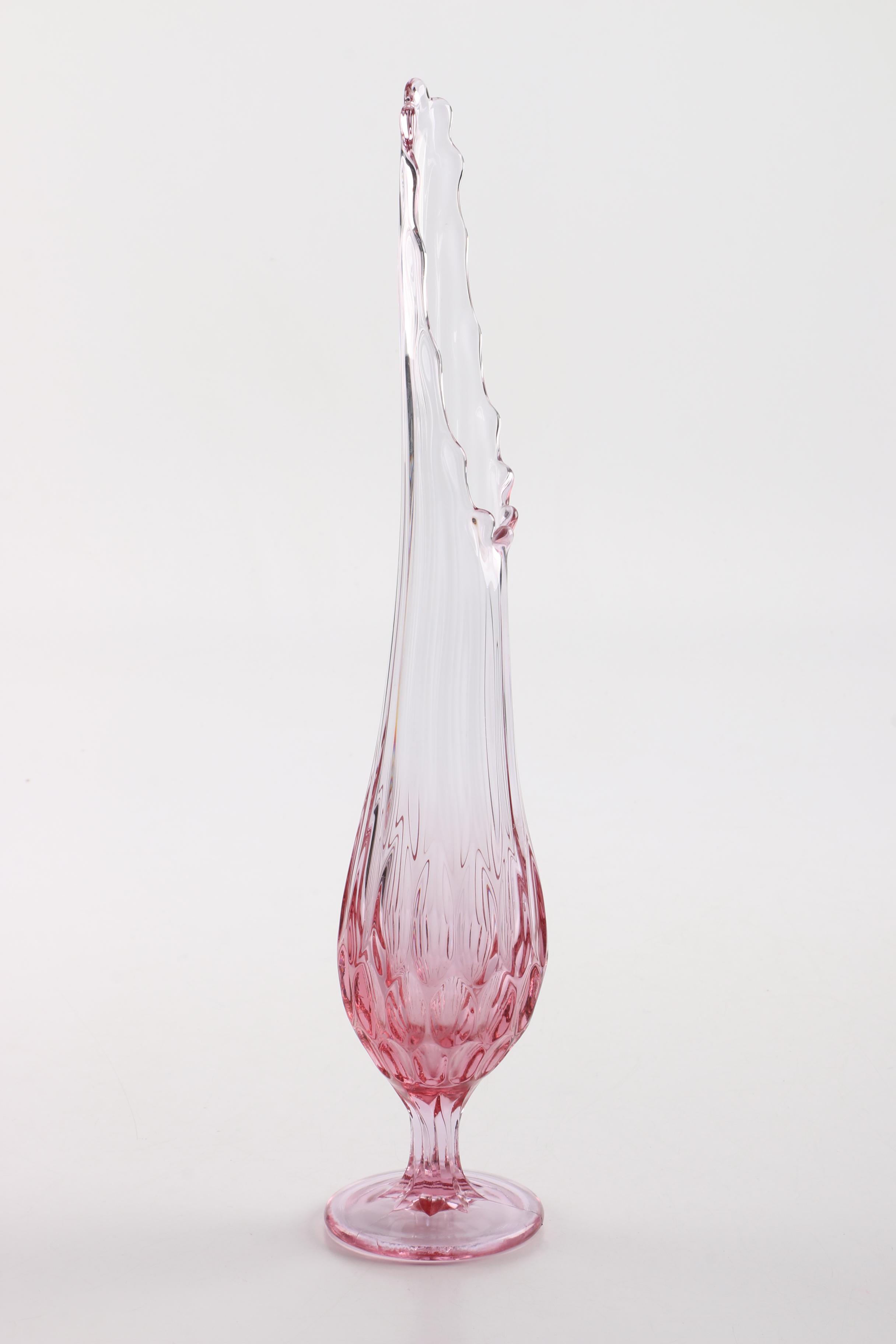 Vintage Fenton "Thumbprint Colonial Pink" Swung Glass Vase