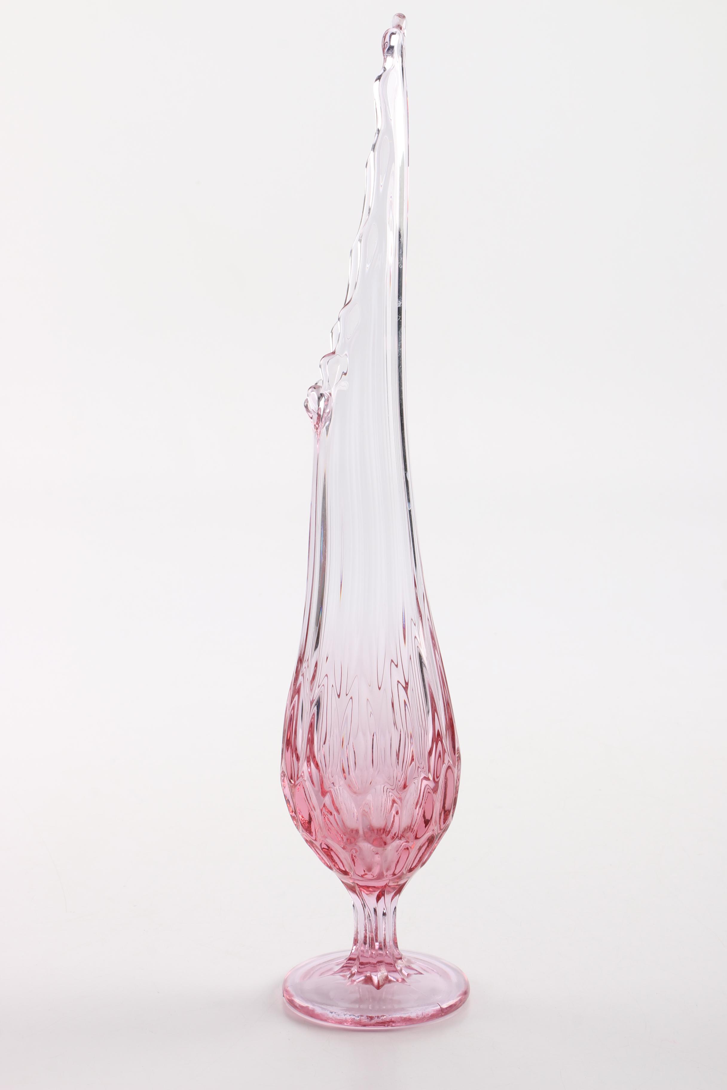 Vintage Fenton "Thumbprint Colonial Pink" Swung Glass Vase