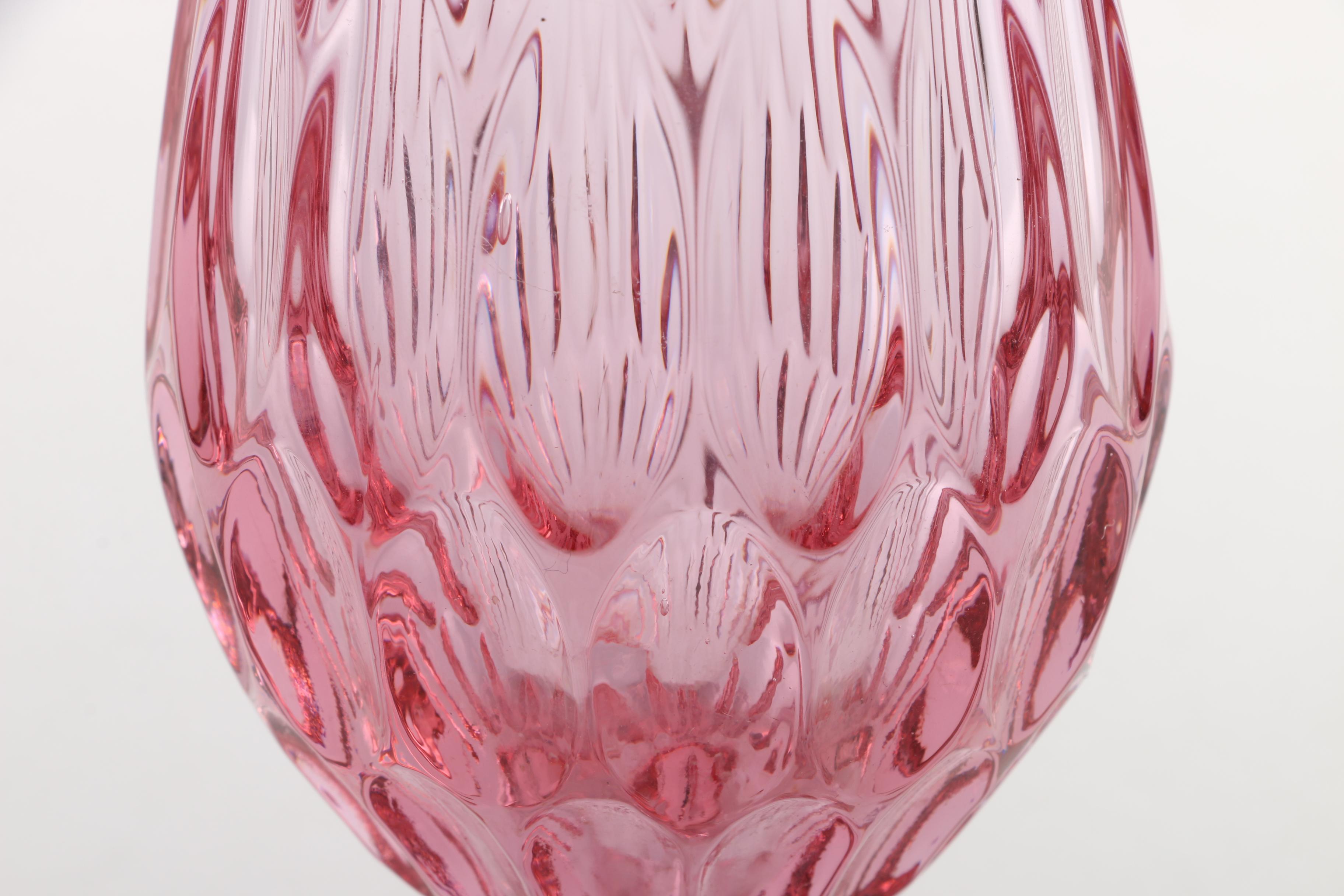 Vintage Fenton "Thumbprint Colonial Pink" Swung Glass Vase