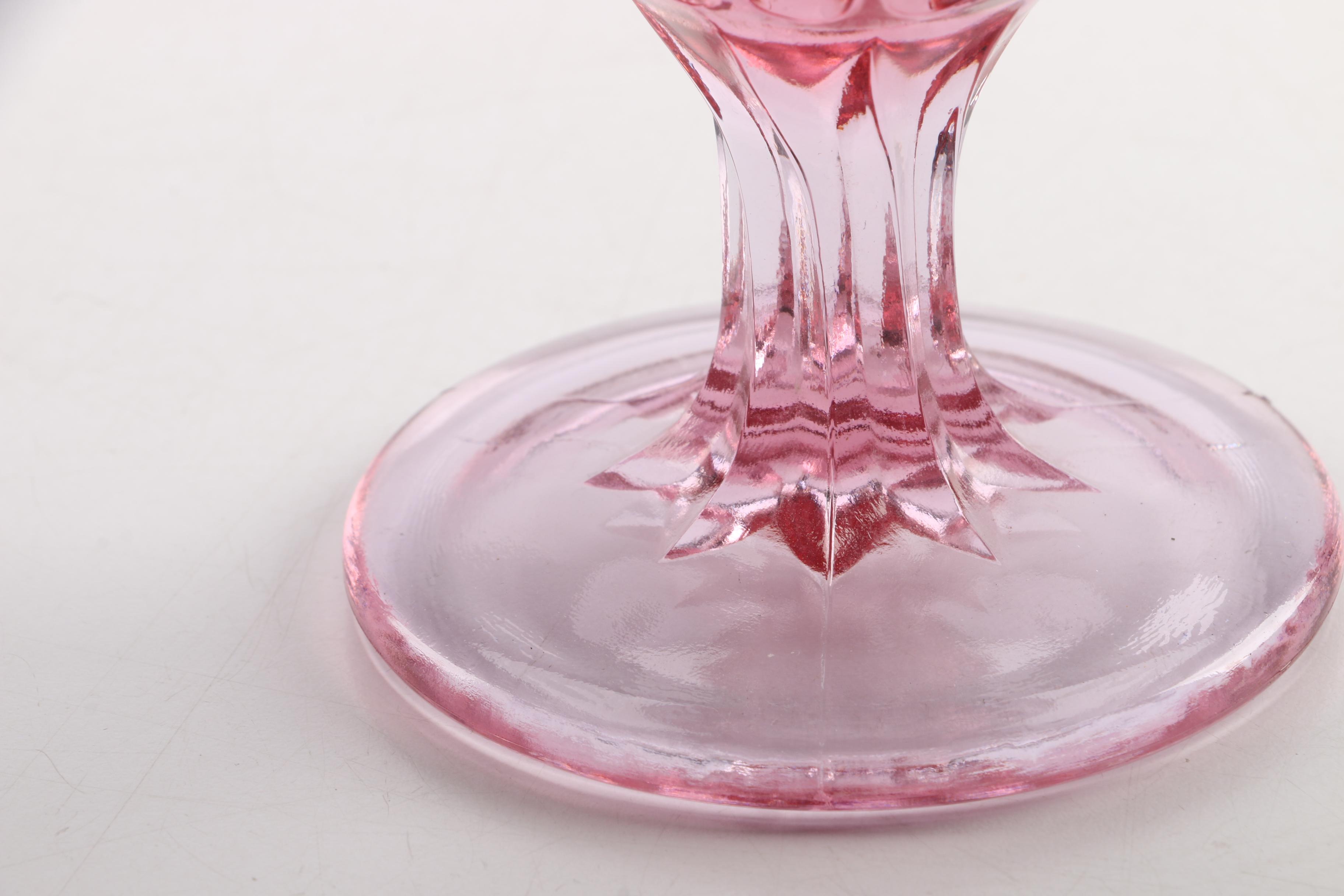 Vintage Fenton "Thumbprint Colonial Pink" Swung Glass Vase