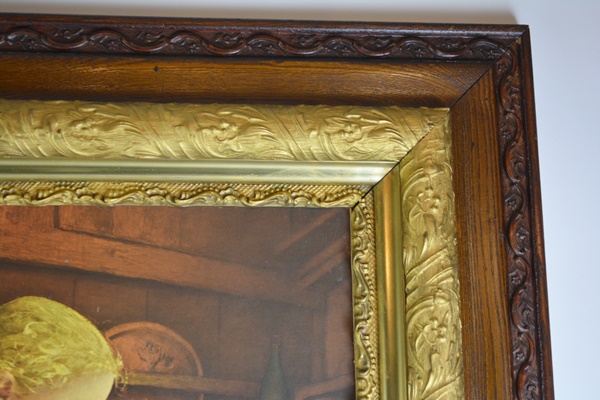 Albert Anker's Color Lithograph "Girl Peeling Potatoes"