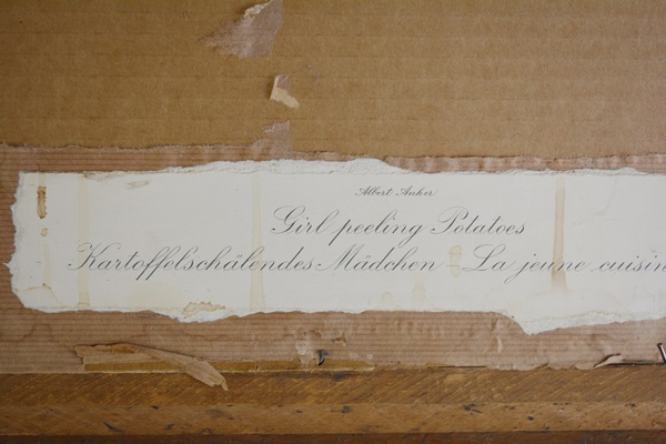 Albert Anker's Color Lithograph "Girl Peeling Potatoes"