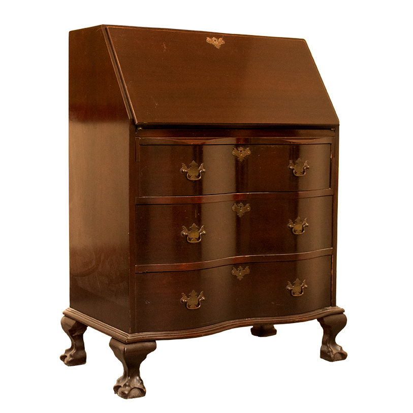Maddox Slant-Front Secretary Desk Over Serpentine Drawers