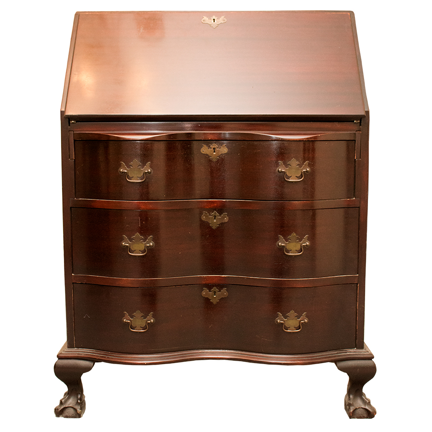 Maddox Slant-Front Secretary Desk Over Serpentine Drawers