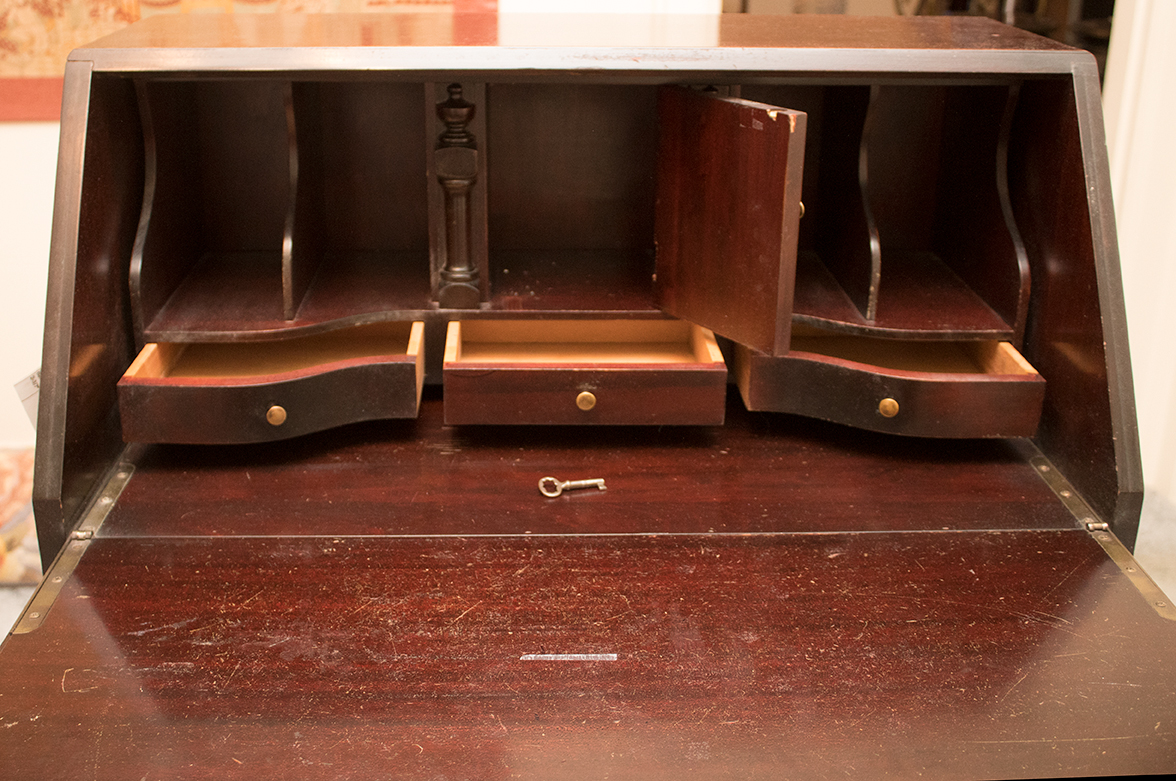 Maddox Slant-Front Secretary Desk Over Serpentine Drawers