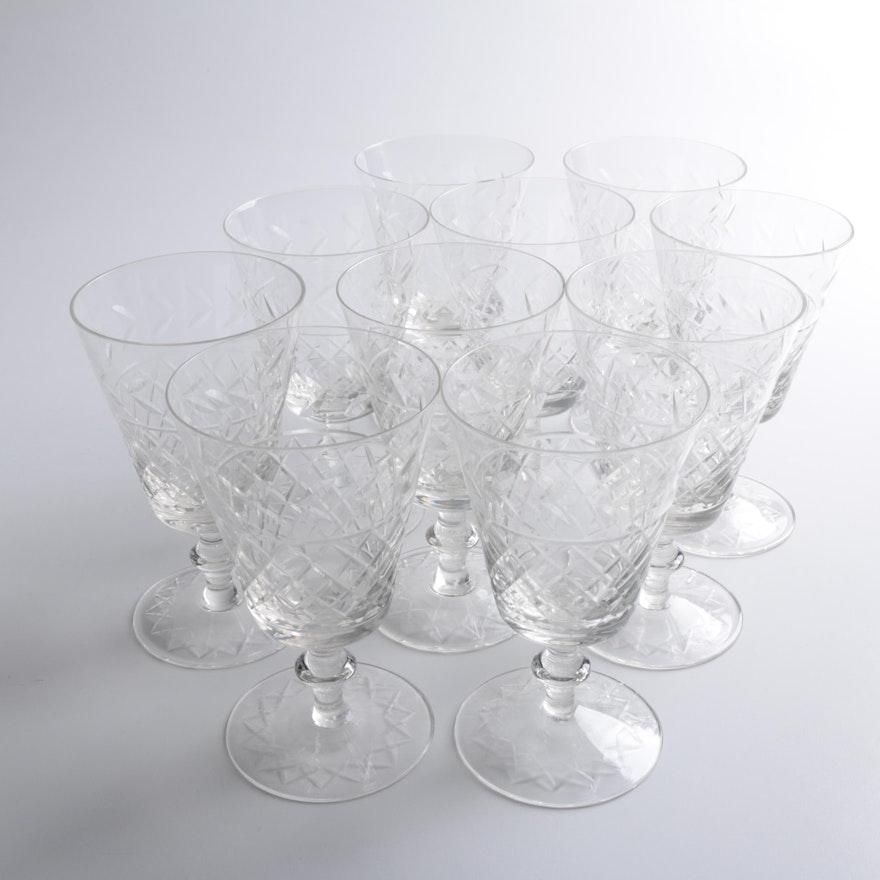 Set of Cut Glass Water Goblets