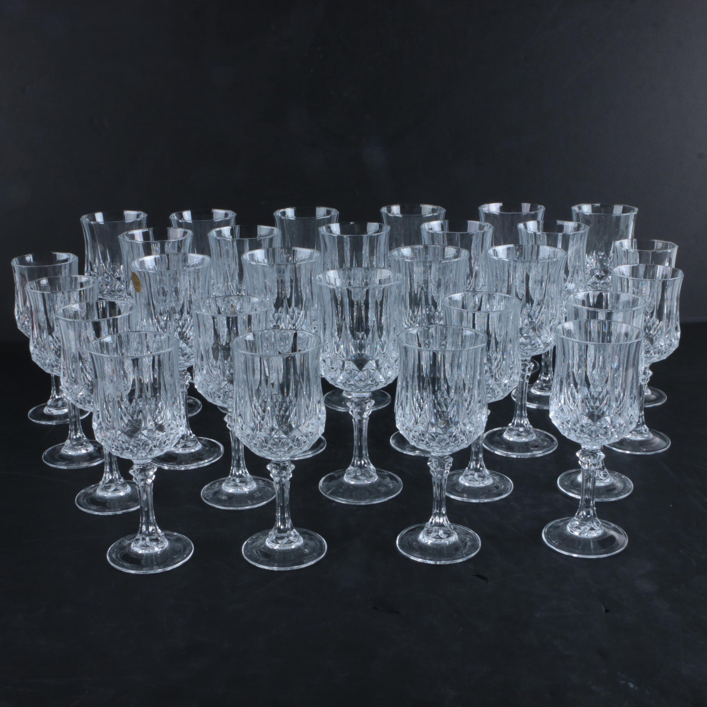 Cristal d'Arques "Longchamp" Crystal Water Goblets and Wine Glasses