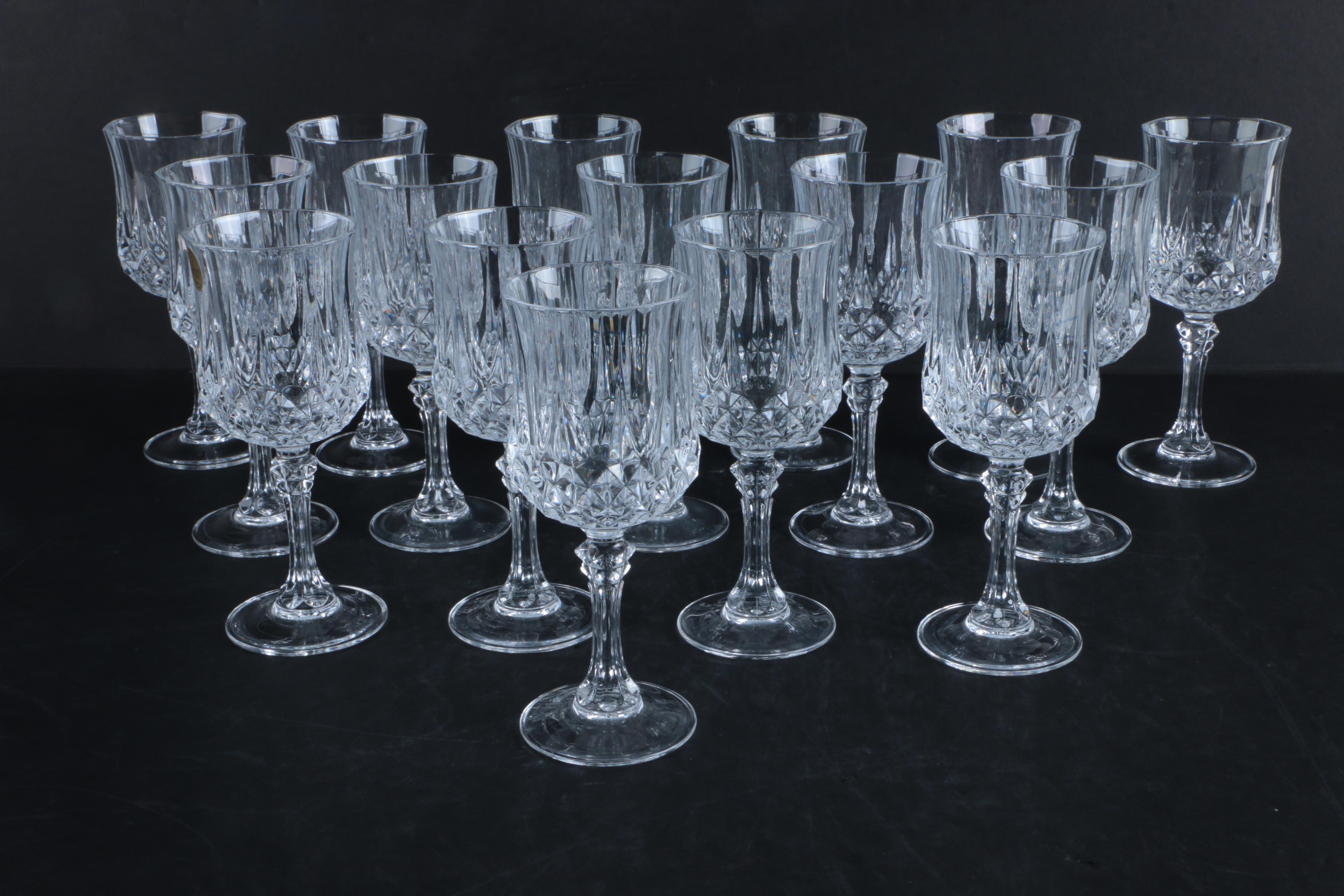 Cristal d'Arques "Longchamp" Crystal Water Goblets and Wine Glasses