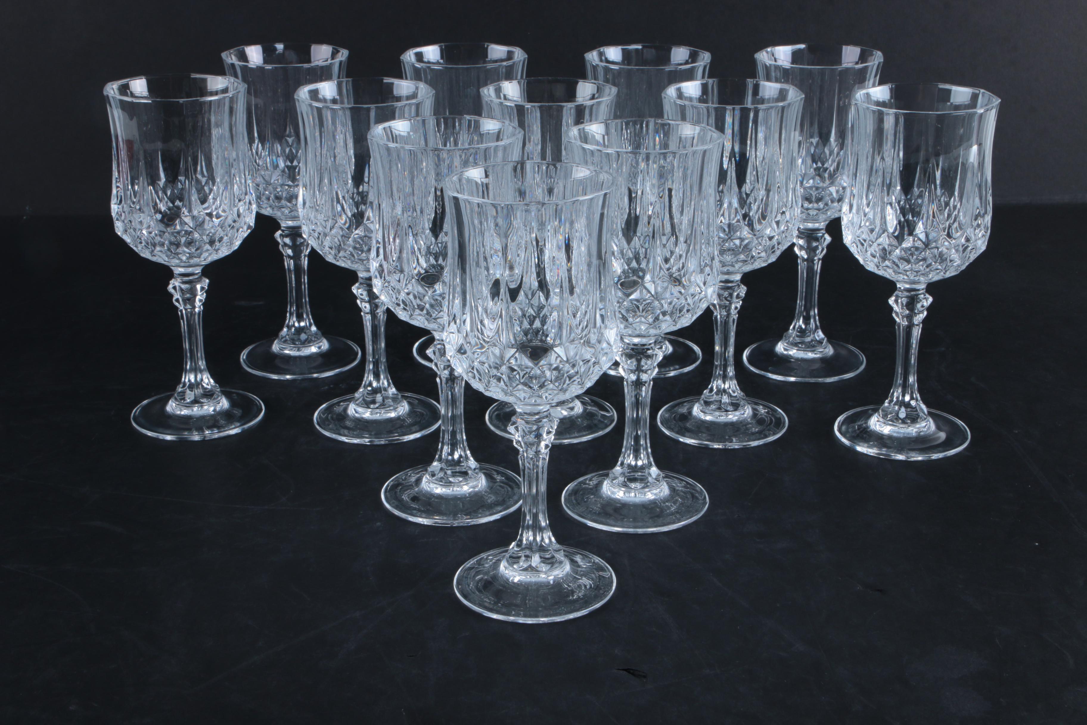 Cristal d'Arques "Longchamp" Crystal Water Goblets and Wine Glasses