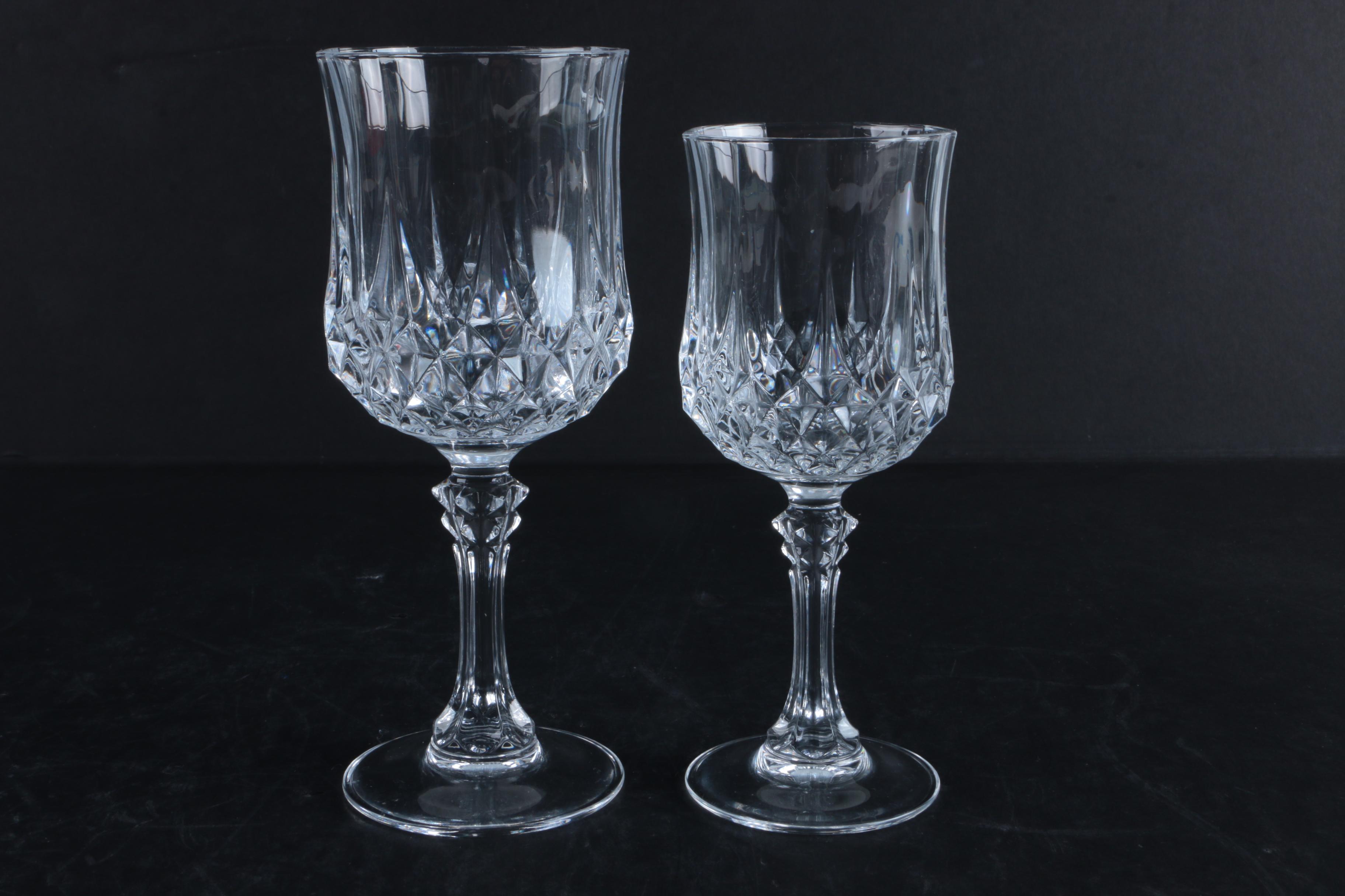 Cristal d'Arques "Longchamp" Crystal Water Goblets and Wine Glasses