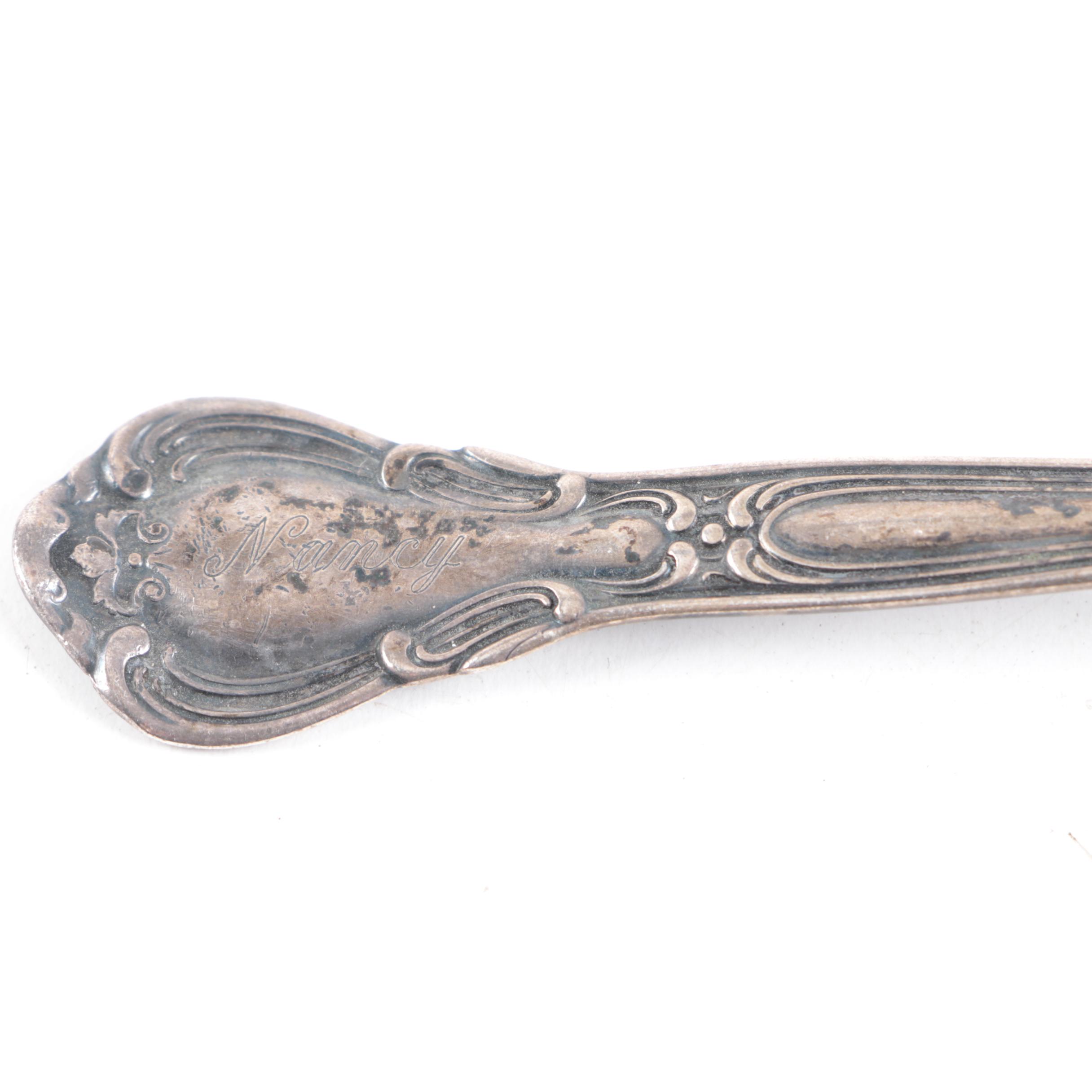 Engraved Gorham "Chantilly" Sterling Silver Fork and Spoon