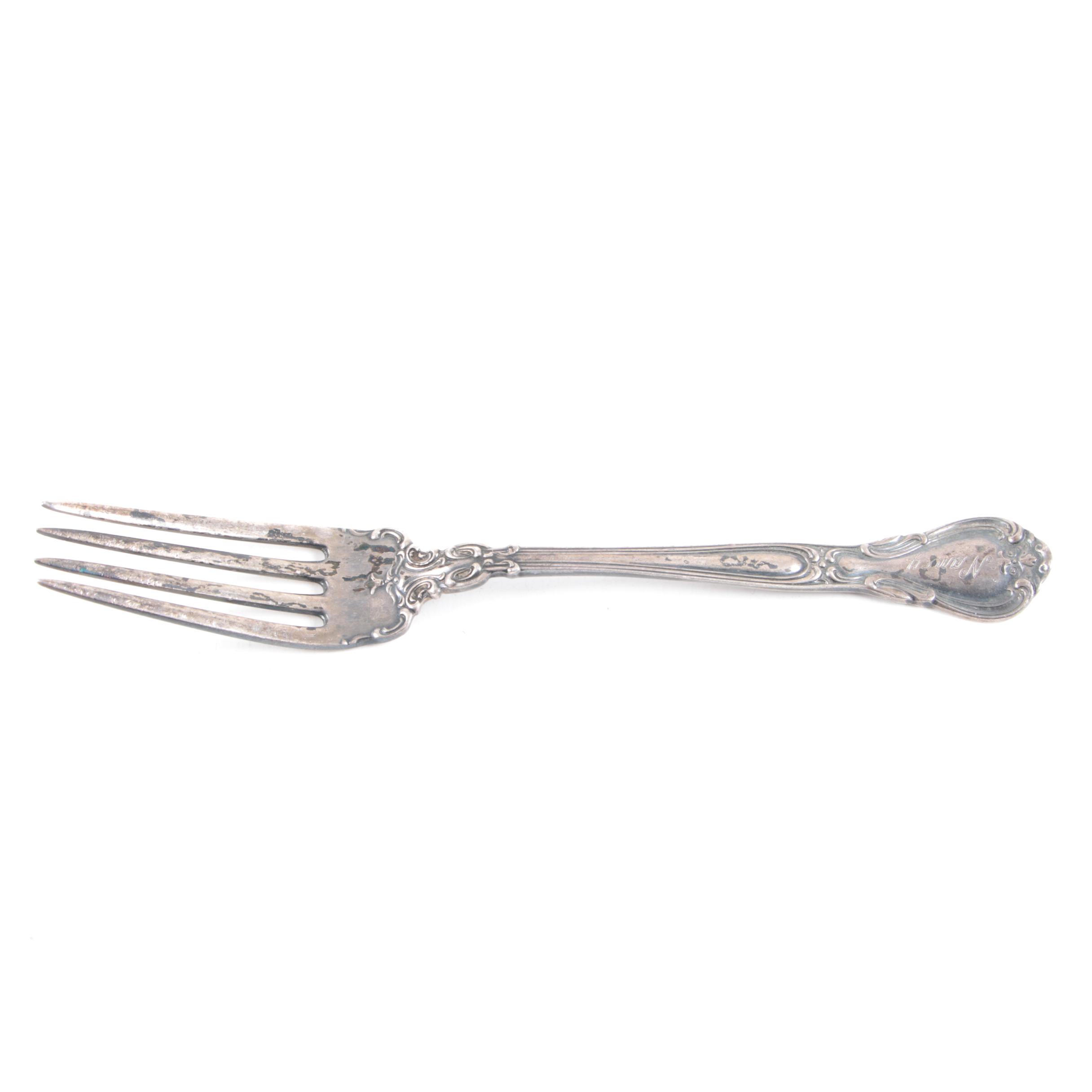Engraved Gorham "Chantilly" Sterling Silver Fork and Spoon