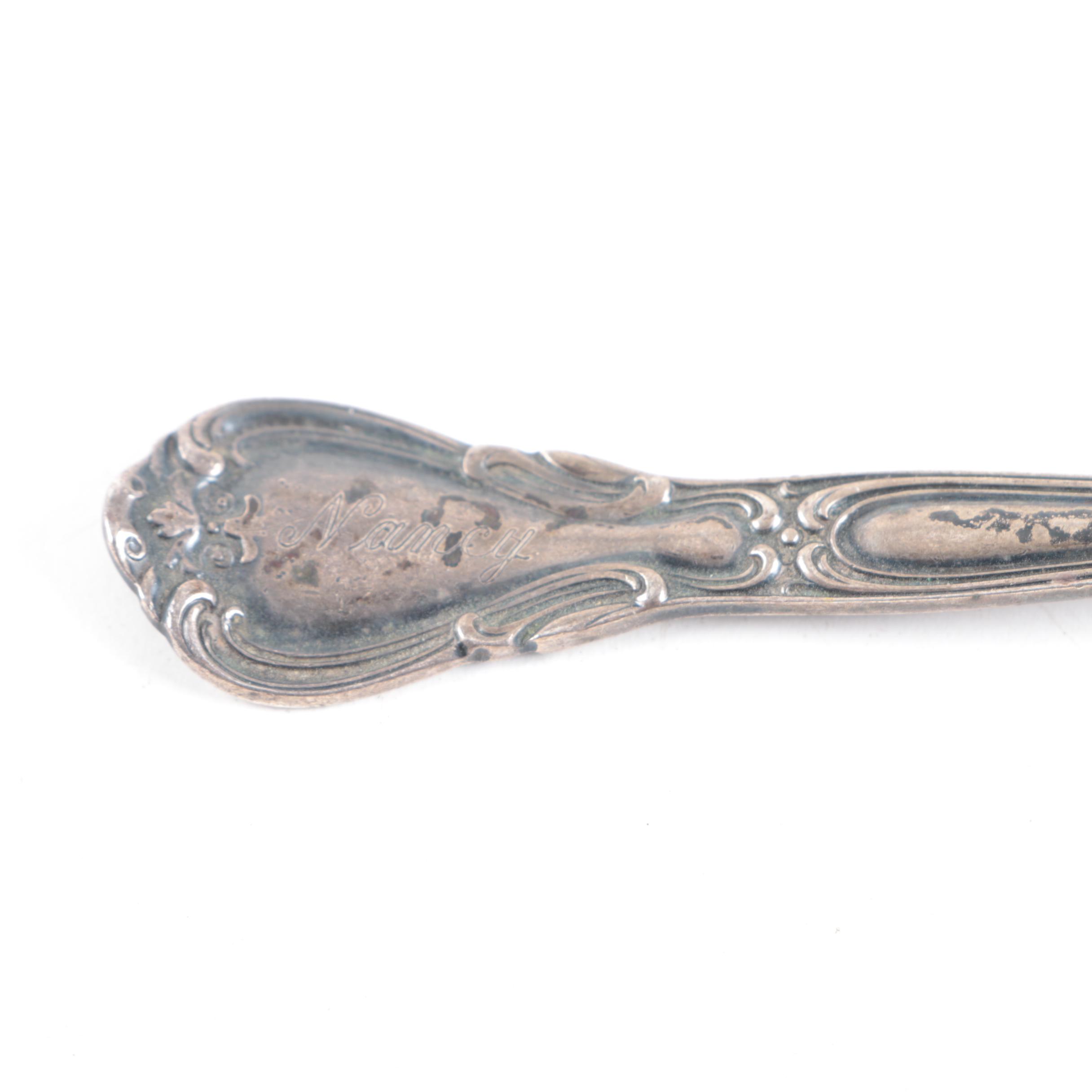 Engraved Gorham "Chantilly" Sterling Silver Fork and Spoon