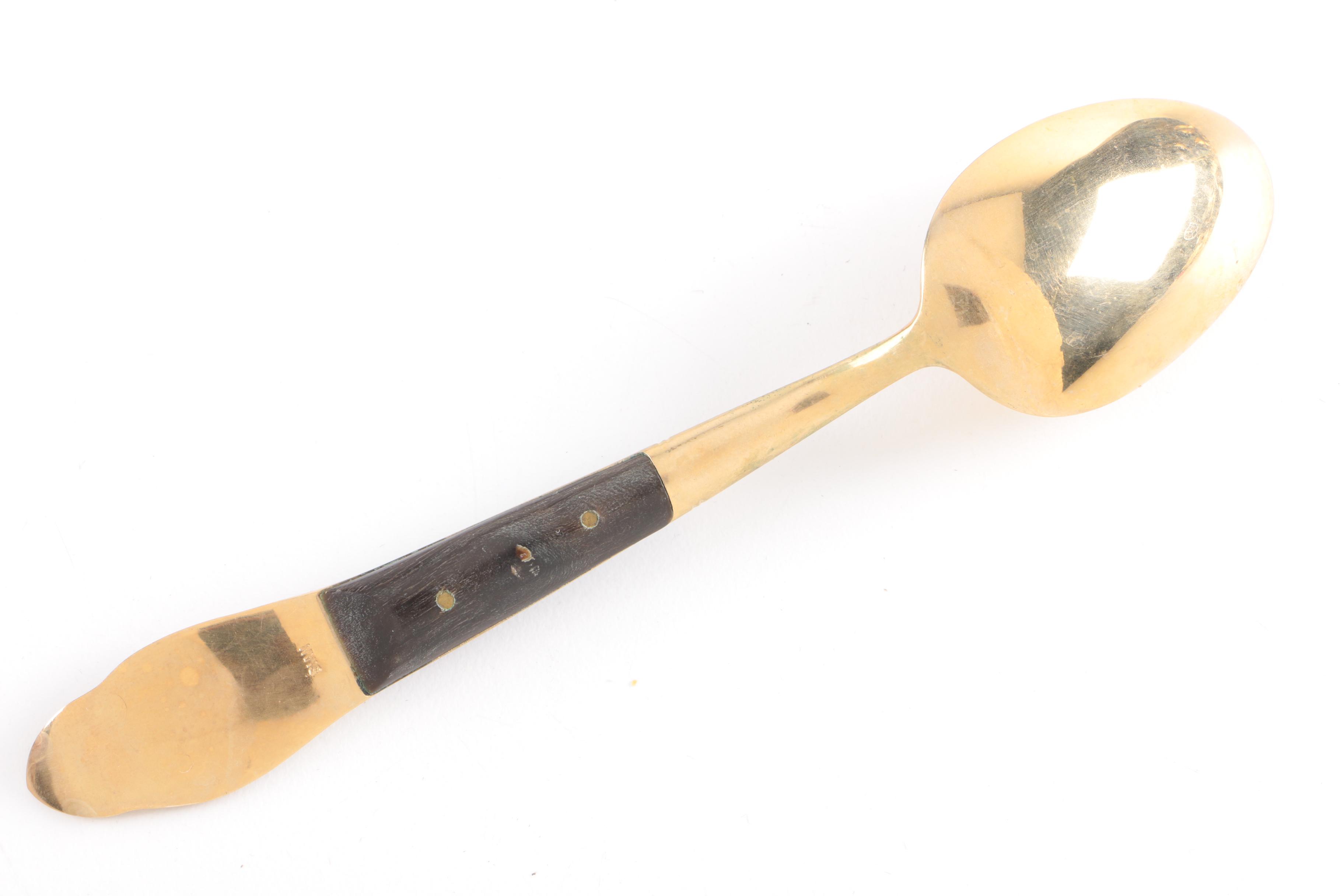 Siam Brass-Toned Flatware Set with Wooden Handles