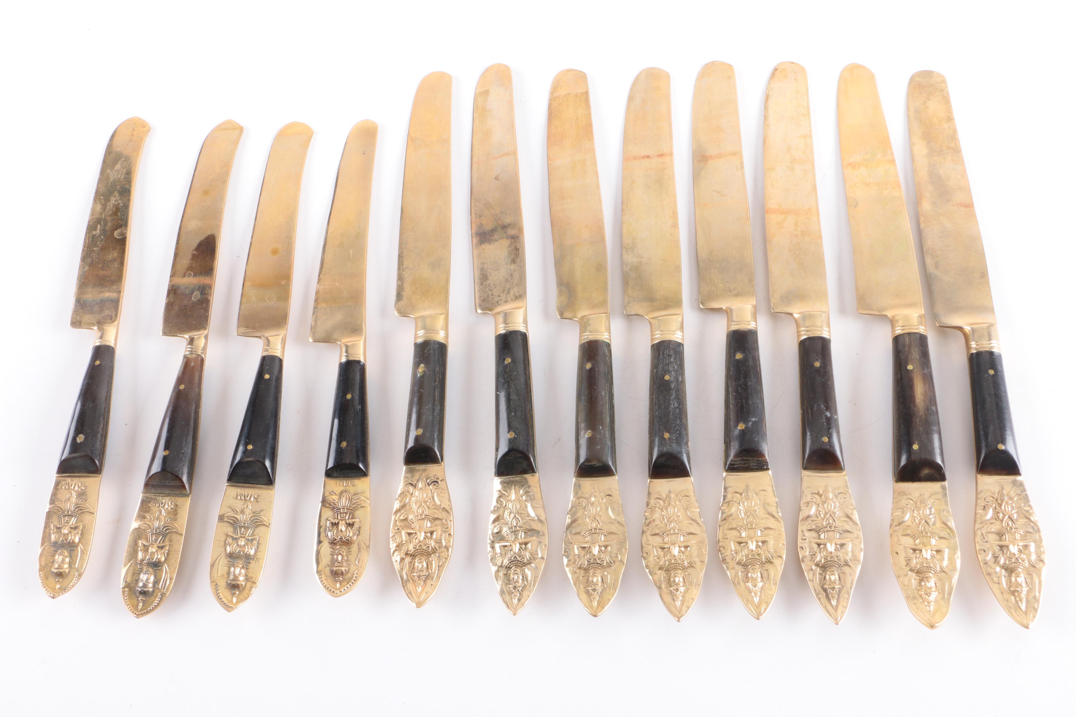 Siam Brass-Toned Flatware Set with Wooden Handles
