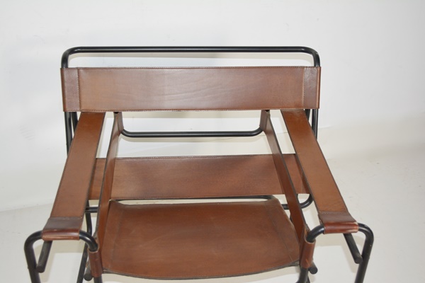Leather and Metal "Wassily" Style Chair After Marcel Breuer