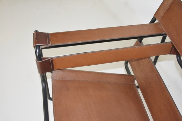 Leather and Metal "Wassily" Style Chair After Marcel Breuer
