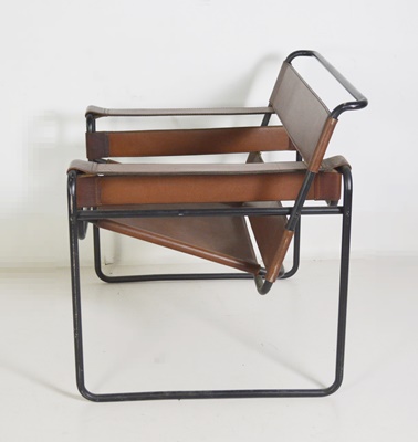 Leather and Metal "Wassily" Style Chair After Marcel Breuer