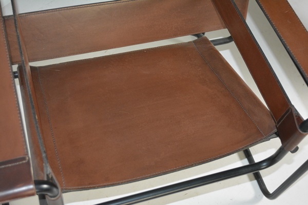 Leather and Metal "Wassily" Style Chair After Marcel Breuer