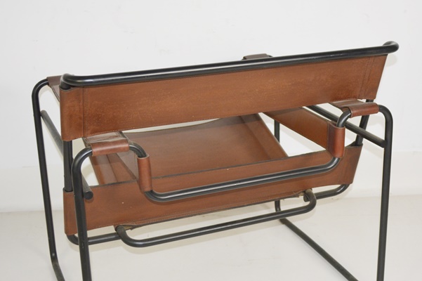 Leather and Metal "Wassily" Style Chair After Marcel Breuer