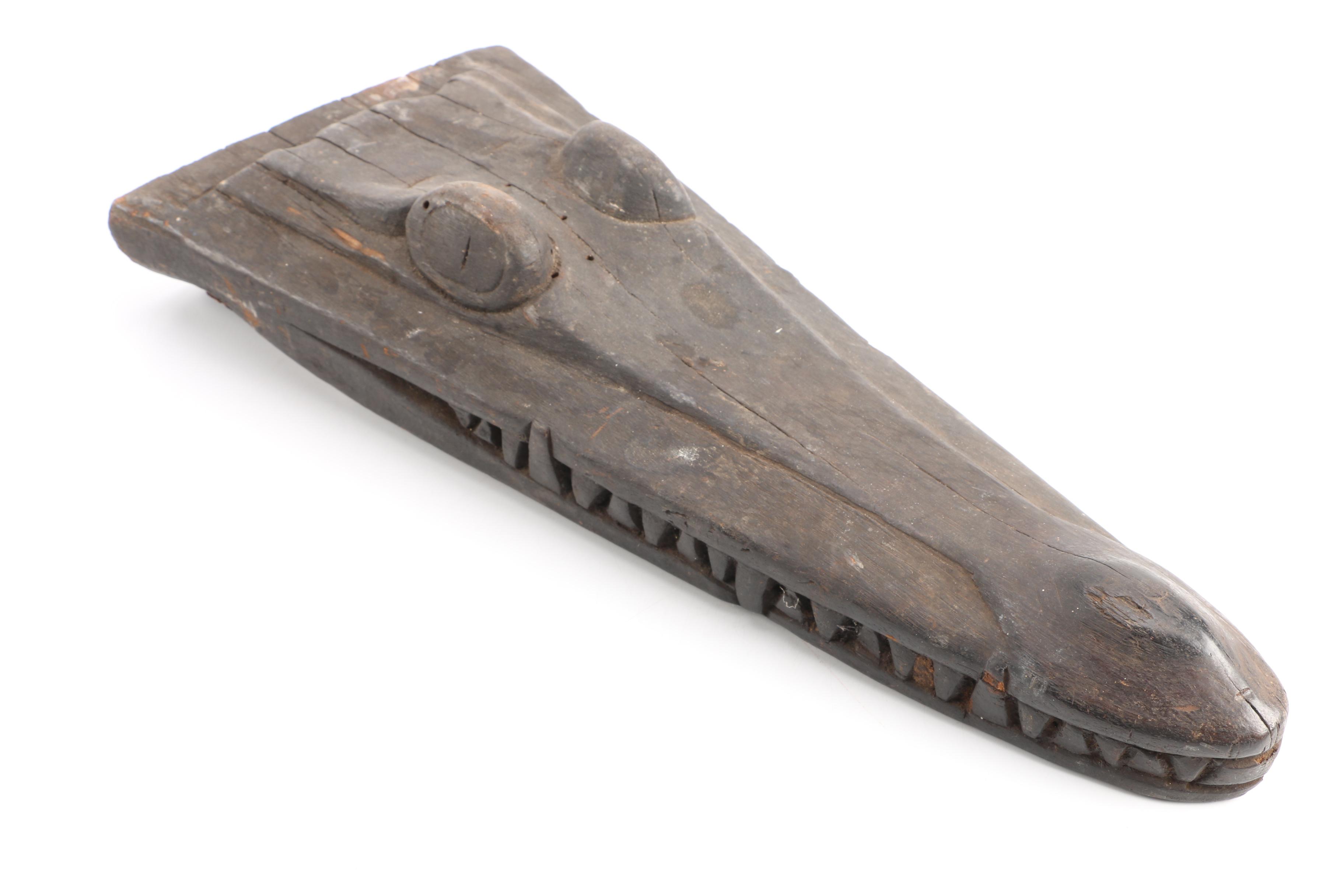 New Guinean Sepik River Style Wooden Crocodile Head Canoe Prow