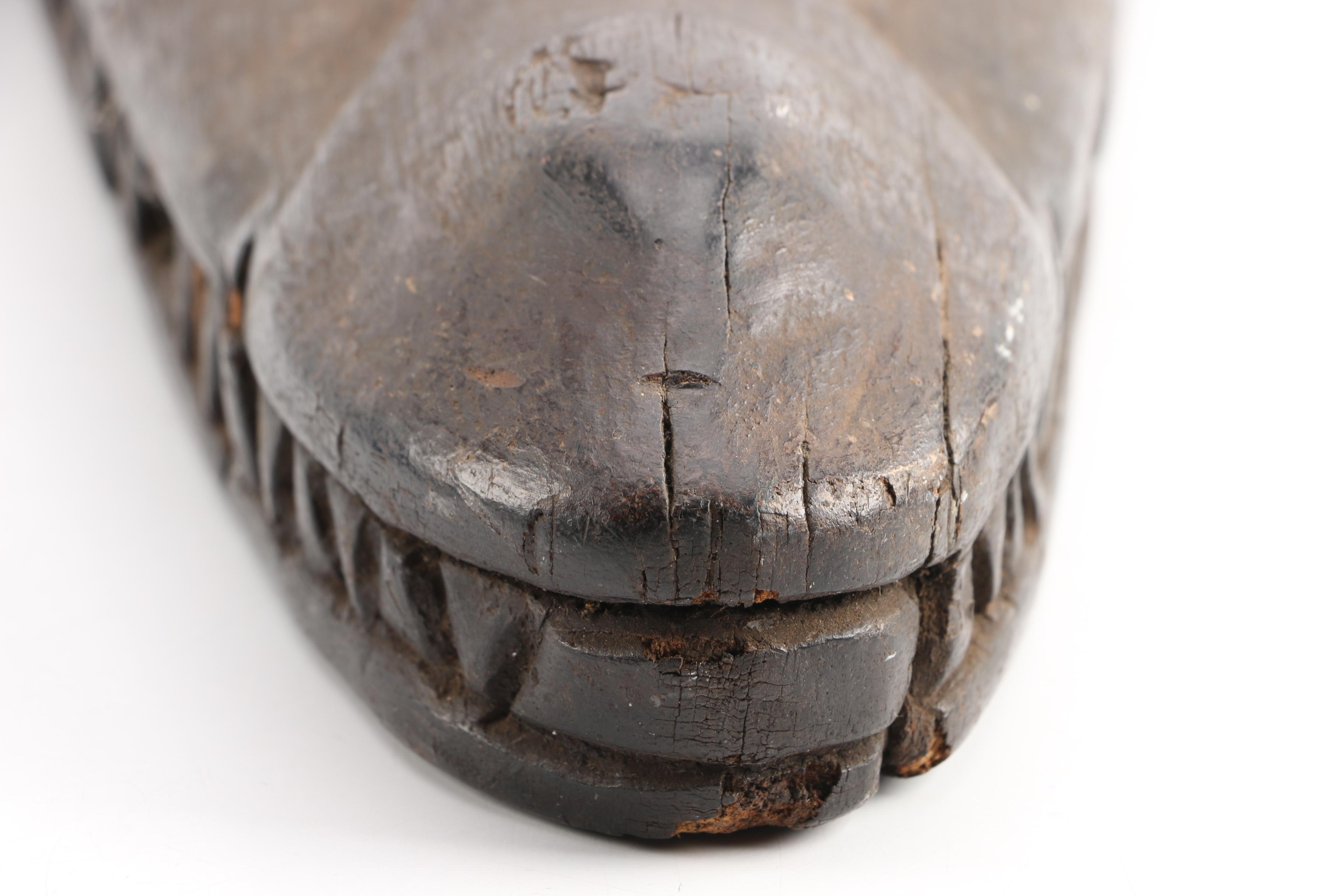 New Guinean Sepik River Style Wooden Crocodile Head Canoe Prow