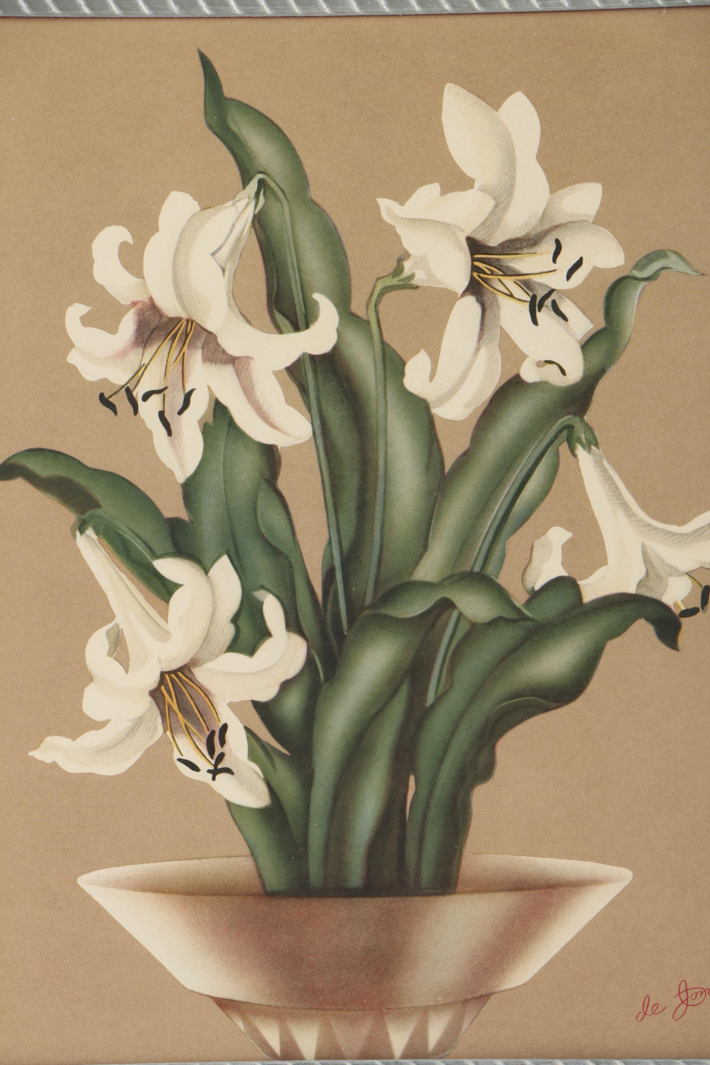 Offset Lithograph After Sanford De Jonge's Painting of Lilies
