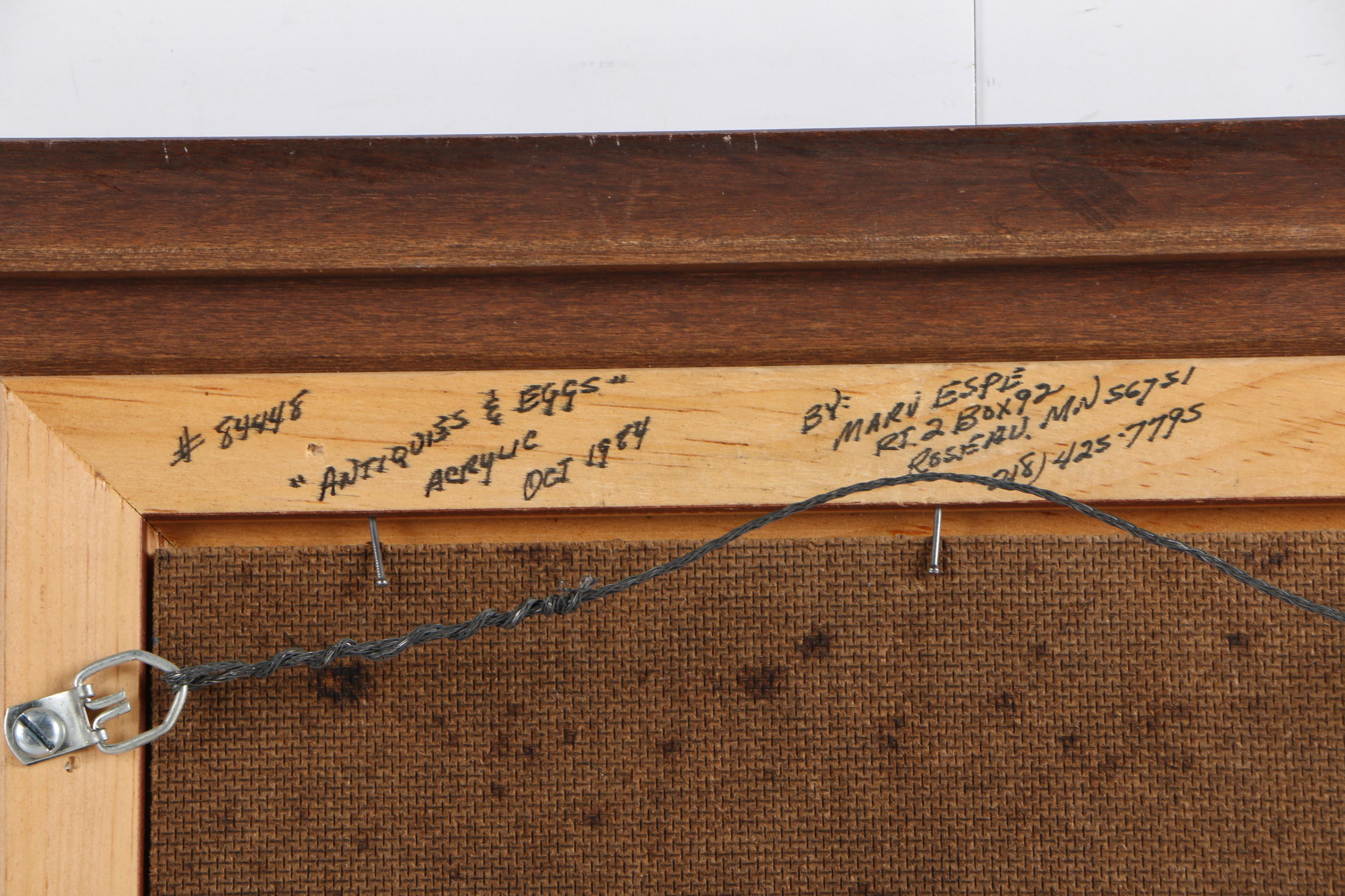 Marv Espe Acrylic Painting "Antiques & Eggs"